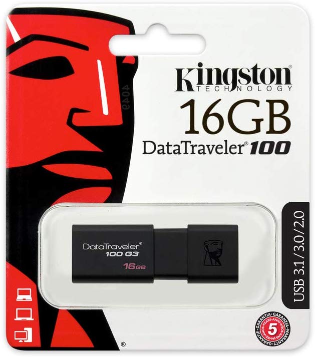 Kingston DT100G3/16GB, USB 3.0, 3.1 Flash Drive, 16 GB, NOIR 2 Kingston DT100G3/16GB DataTraveler 100 G3