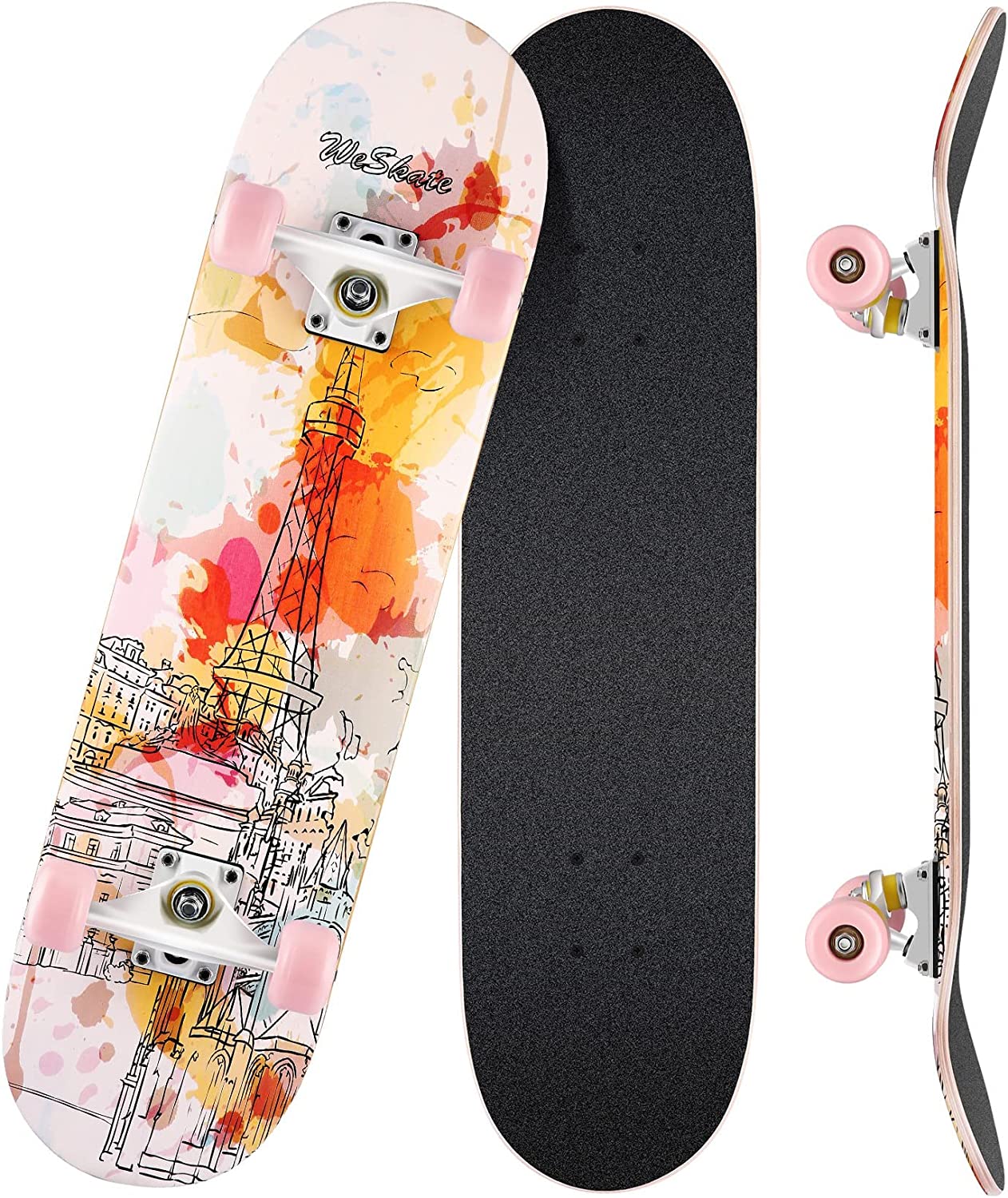 WeSkate Skateboard 31''x8'' Skate Board Debutant Adultes Adolescents Enfants 7 Couches en Bois D’érable avec 55mm 85A Roues et Roulement ABEC-11 Skate Concave Trick Skateboard Marque : WeSkate 2 WeSkate Skateboard 31''x8'' Skate Board Debutant Adultes Adolescents Enfants 7 Couches en Bois D’érable avec 55mm 85A Roues et Roulement ABEC-11 Skate Concave Trick Skateboard Marque : WeSkate