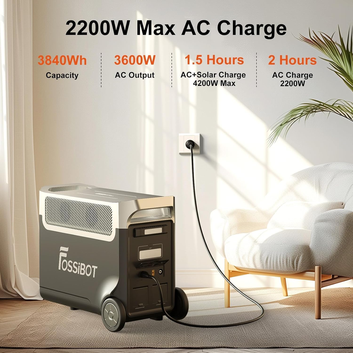 FOSSiBOT F3600 Pro Generateur Electrique Solaire CA 3600W (7200W Pic) avec panneaux solaires de 400W 4 FOSSiBOT F3600 Pro Generateur Electrique Solaire CA 3600W (7200W Pic) avec panneaux solaires de 400W – Image 3