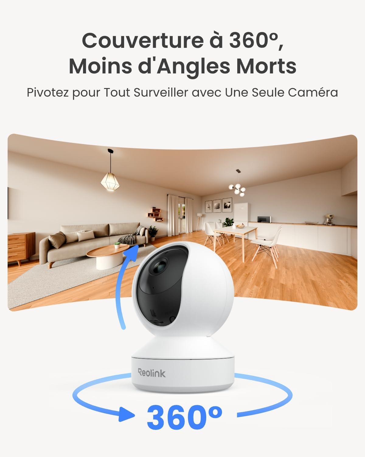 Reolink 4MP Interieur Caméra Surveillance WiFi – Vue à 360°, Suivi Automatique, Détection IA (Personne/Animal/Pleurs), Audio Bidirectionnel, Vision Nocturne, Mode Privé, sans Abonnement – E1 6 Reolink 4MP Interieur Caméra Surveillance WiFi – Vue à 360°, Suivi Automatique, Détection IA (Personne/Animal/Pleurs), Audio Bidirectionnel, Vision Nocturne, Mode Privé, sans Abonnement – E1 – Image 5