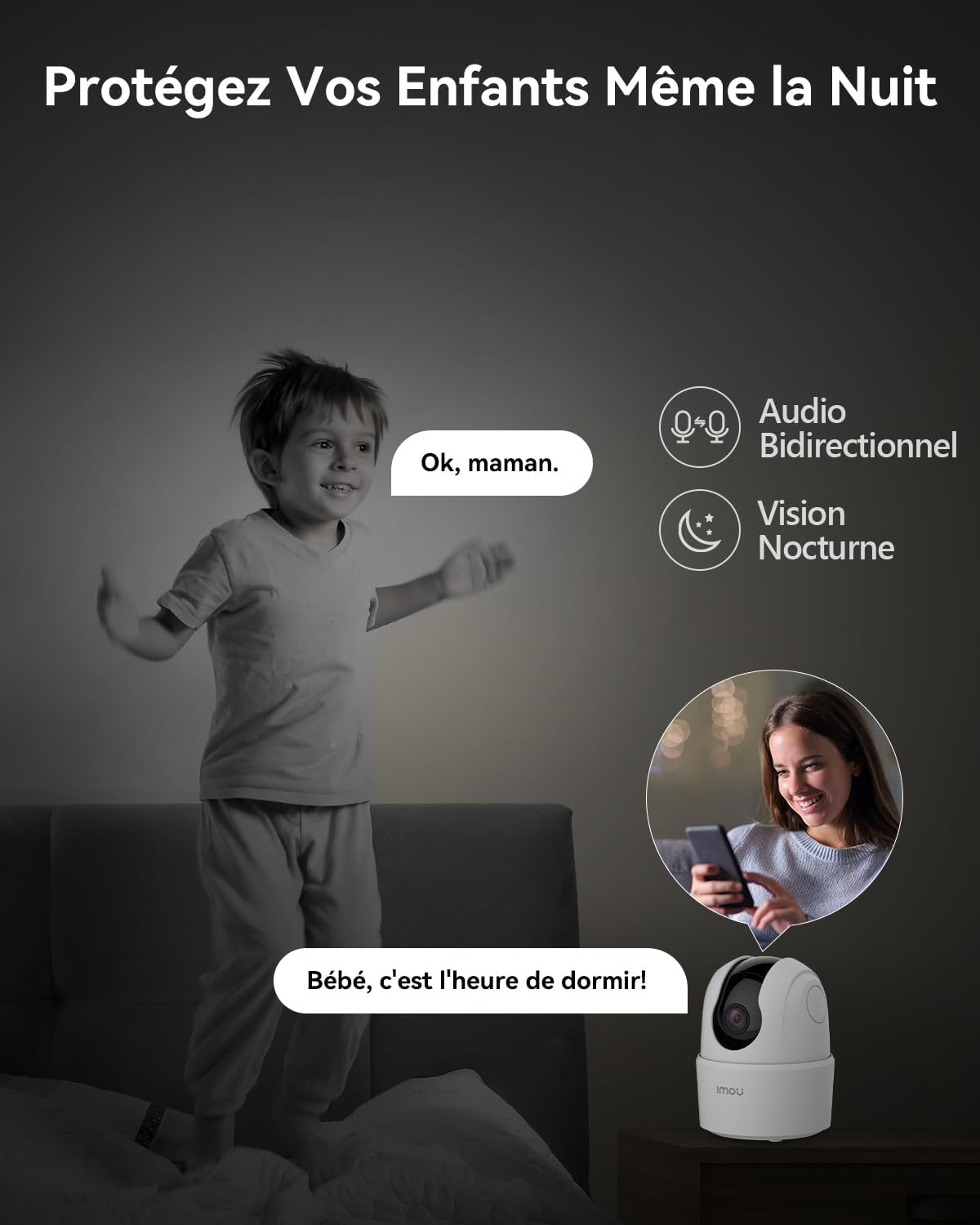 Imou 2K(3MP) Caméra Surveillance WiFi Intérieure Caméra 360° Connectée Smartphone avec Détection Humaine AI Suivi Intelligent Sirène Audio Bidirectionnel Compatible Alexa pour Bébé/Animaux 7 Imou 2K(3MP) Caméra Surveillance WiFi Intérieure Caméra 360° Connectée Smartphone avec Détection Humaine AI Suivi Intelligent Sirène Audio Bidirectionnel Compatible Alexa pour Bébé/Animaux – Image 6