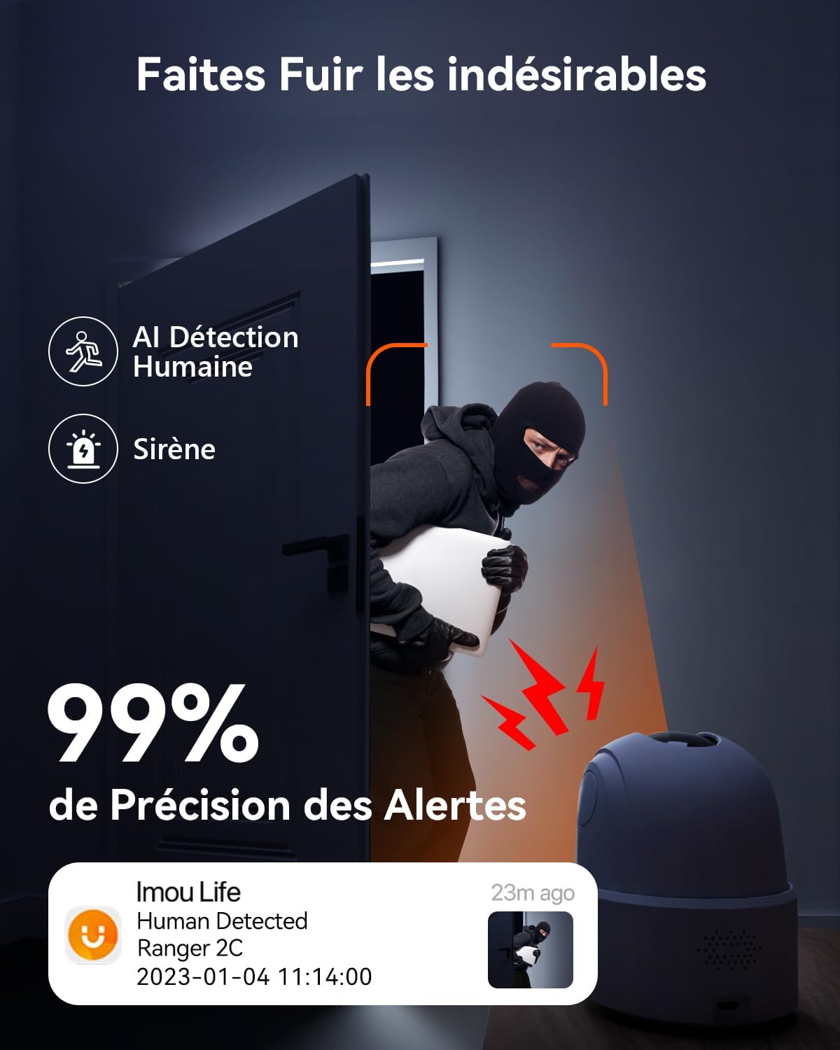 Imou 2K(3MP) Caméra Surveillance WiFi Intérieure Caméra 360° Connectée Smartphone avec Détection Humaine AI Suivi Intelligent Sirène Audio Bidirectionnel Compatible Alexa pour Bébé/Animaux 8 Imou 2K(3MP) Caméra Surveillance WiFi Intérieure Caméra 360° Connectée Smartphone avec Détection Humaine AI Suivi Intelligent Sirène Audio Bidirectionnel Compatible Alexa pour Bébé/Animaux – Image 7