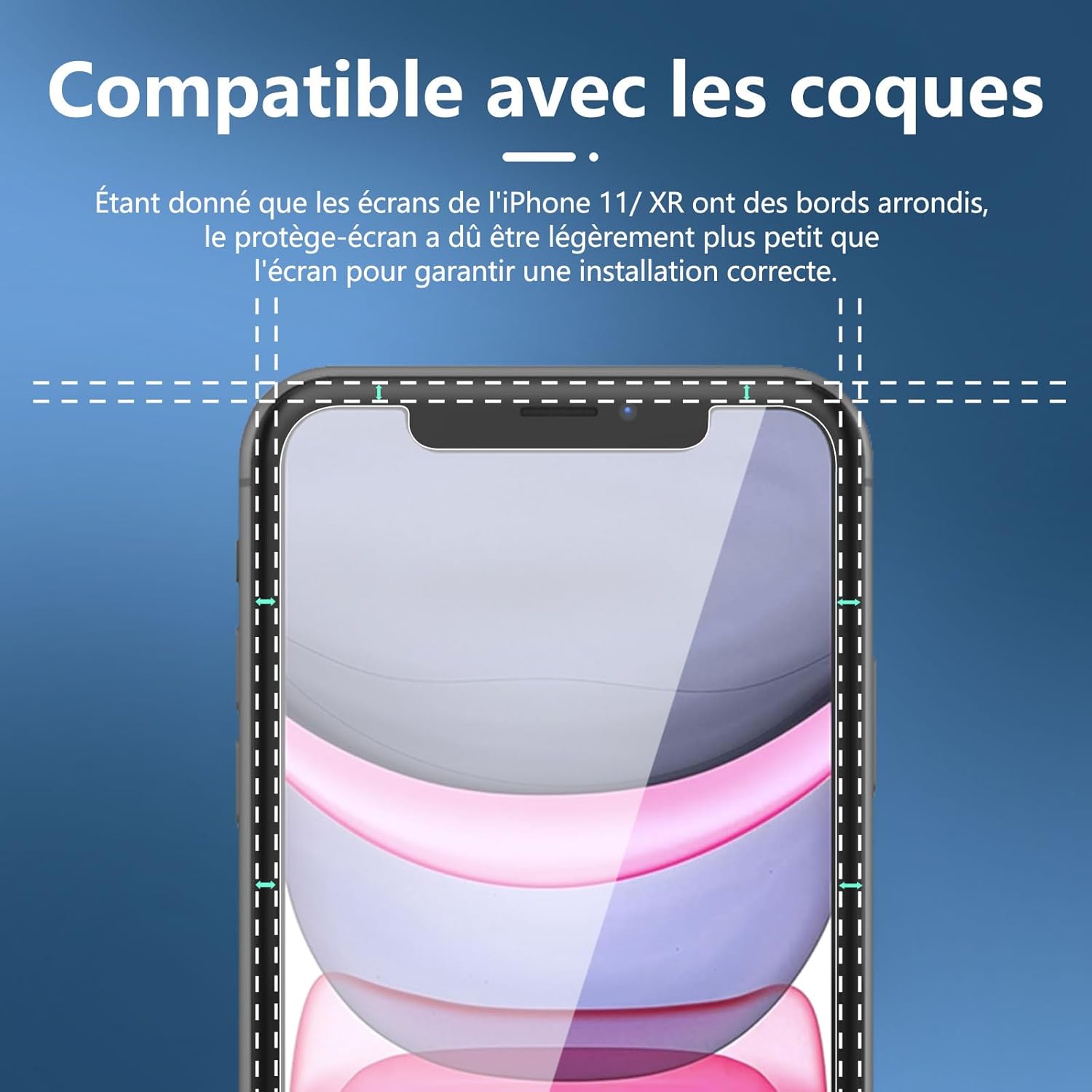 NEW'C Lot de 2, Verre Trempé pour iPhone 11 et iPhone XR, Film Protection écran - Sans Bulles d'air -Ultra Résistant (0,33mm HD Ultra Transparent) Dureté 9H Glass 4 NEW'C Lot de 2, Verre Trempé pour iPhone 11 et iPhone XR, Film Protection écran - Sans Bulles d'air -Ultra Résistant (0,33mm HD Ultra Transparent) Dureté 9H Glass – Image 3