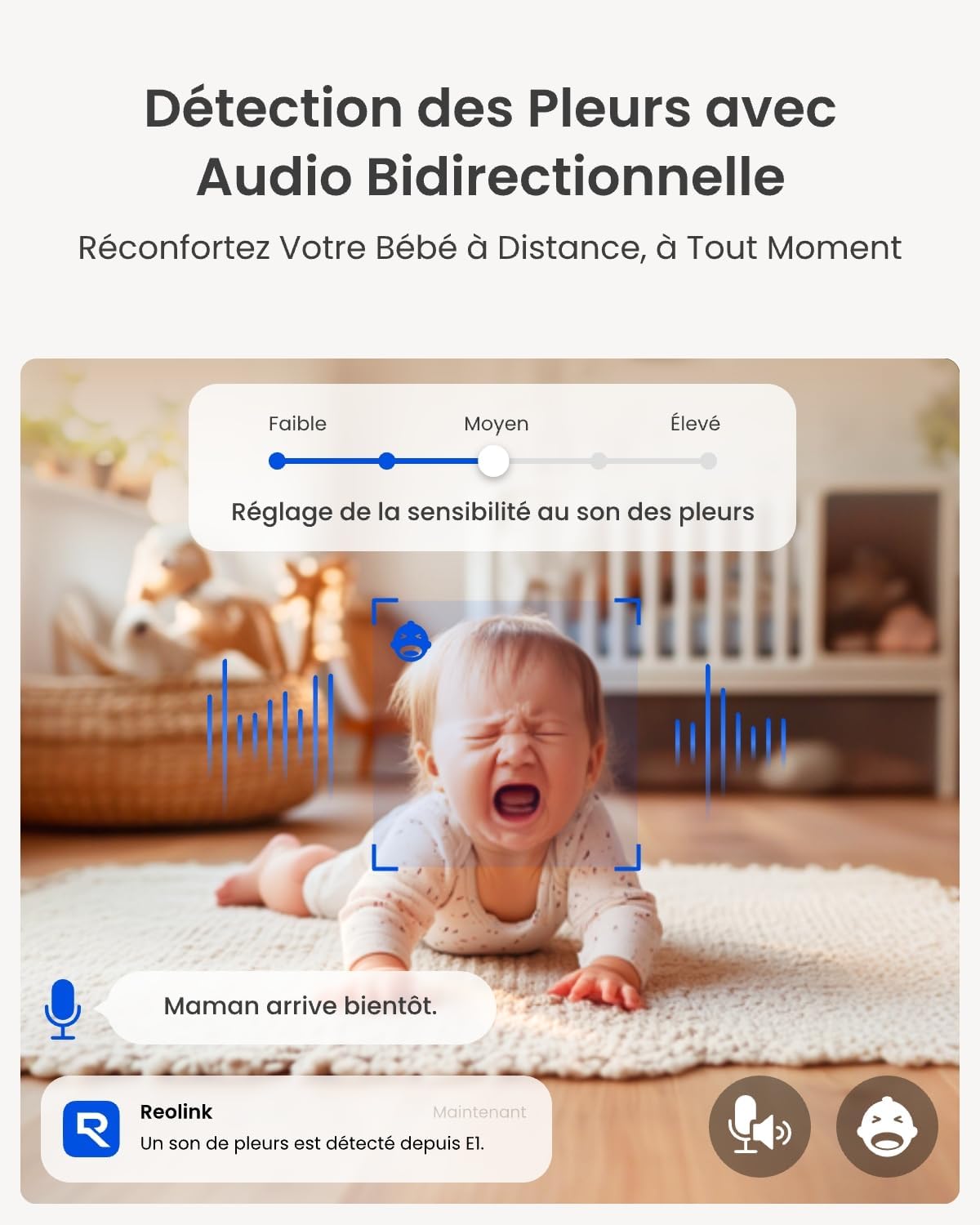 Reolink 4MP Interieur Caméra Surveillance WiFi – Vue à 360°, Suivi Automatique, Détection IA (Personne/Animal/Pleurs), Audio Bidirectionnel, Vision Nocturne, Mode Privé, sans Abonnement – E1 5 Reolink 4MP Interieur Caméra Surveillance WiFi – Vue à 360°, Suivi Automatique, Détection IA (Personne/Animal/Pleurs), Audio Bidirectionnel, Vision Nocturne, Mode Privé, sans Abonnement – E1 – Image 4