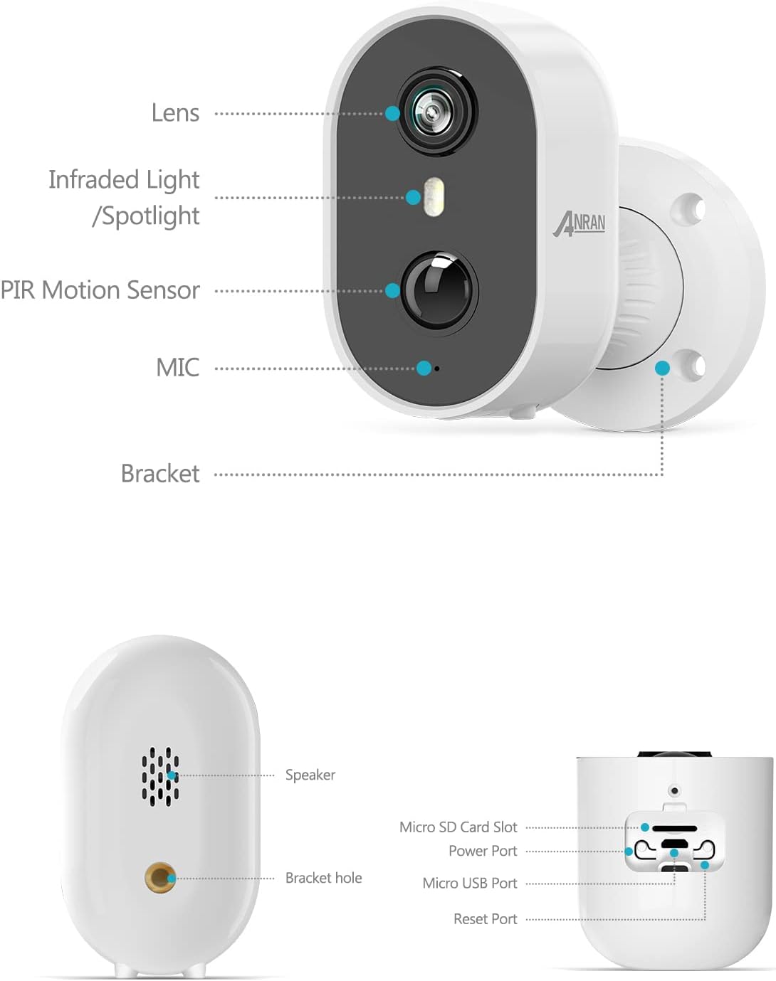 ANRAN 2K Caméra Surveillance WiFi sans Fil Batterie, Extérieure/Intérieure, Audio Bidirectionnel, Vision Nocturne Couleur, Sirène d'alarme, Audio Bidirectionnel, PIR Alerte Instantanée, Alexa 9 ANRAN 2K Caméra Surveillance WiFi sans Fil Batterie, Extérieure/Intérieure, Audio Bidirectionnel, Vision Nocturne Couleur, Sirène d'alarme, Audio Bidirectionnel, PIR Alerte Instantanée, Alexa – Image 8