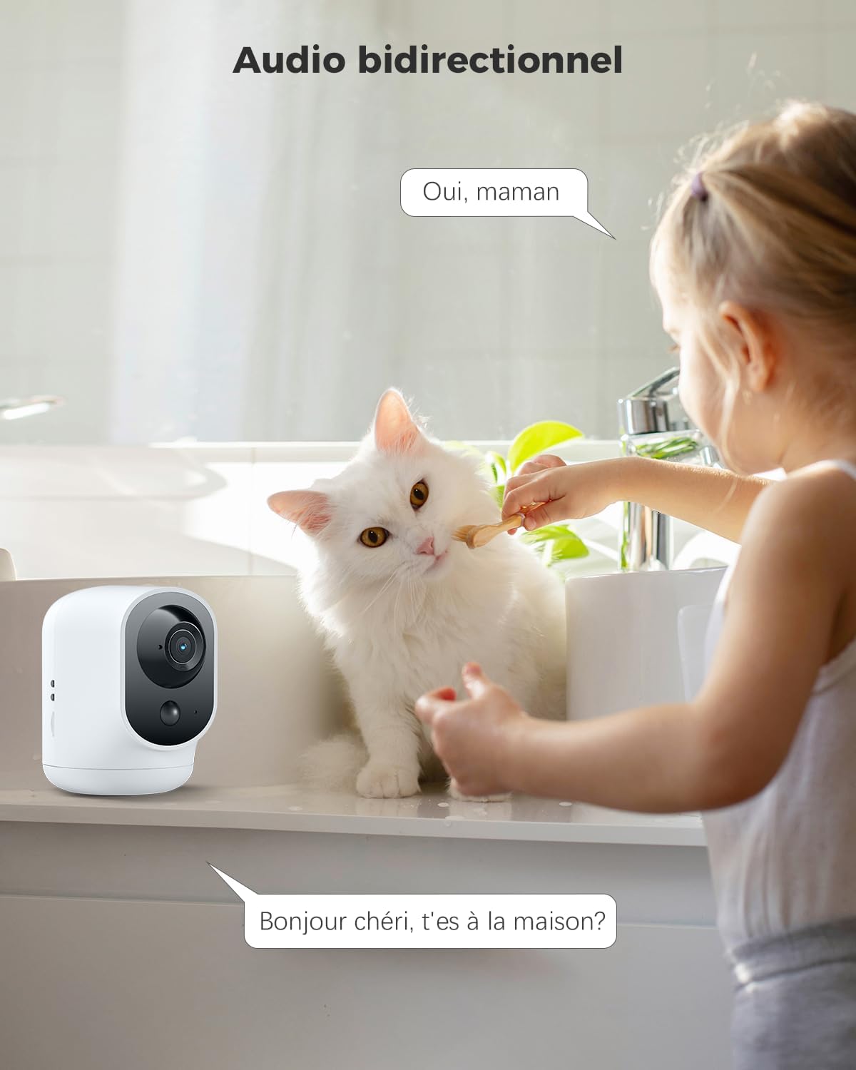 COCOCAM 2K Camera Surveillance WiFi Interieur sans Fil Pan/Tilt à Batterie 5200mAh, pour de Bébé/Animaux/Sécurité Domestique, Reconnaissance IA, Détection Humaine PIR, Wi-FI 2,4G (1, Blanc) 5 COCOCAM 2K Camera Surveillance WiFi Interieur sans Fil Pan/Tilt à Batterie 5200mAh, pour de Bébé/Animaux/Sécurité Domestique, Reconnaissance IA, Détection Humaine PIR, Wi-FI 2,4G (1, Blanc) – Image 4