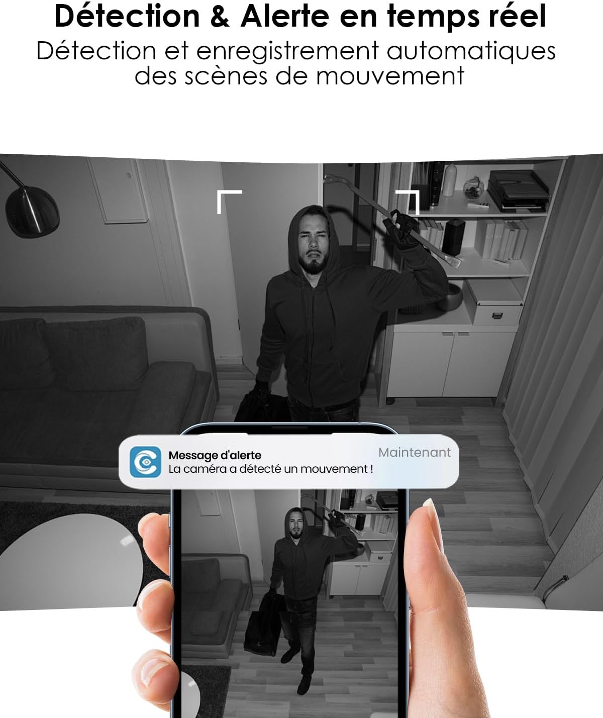 2K+2K Caméra Surveillance Intérieur, Double Objectif, Vision Nocturne, 360° Caméra Animaux Domestiques, 2,4 & 5 GHz Wi-FI, Détection Mouvement (Blanche) 7 2K+2K Caméra Surveillance Intérieur, Double Objectif, Vision Nocturne, 360° Caméra Animaux Domestiques, 2,4 & 5 GHz Wi-FI, Détection Mouvement (Blanche) – Image 6