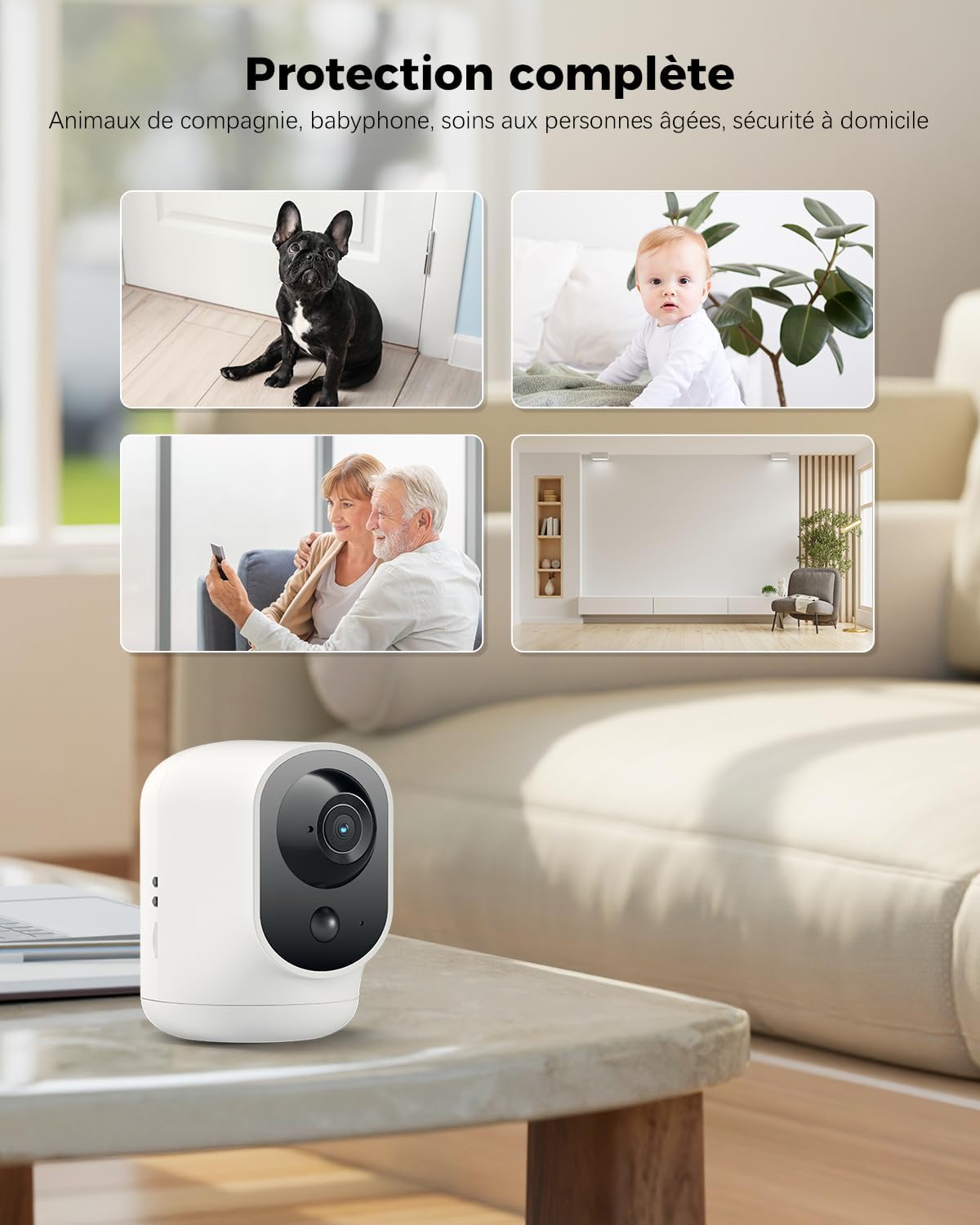 COCOCAM 2K Camera Surveillance WiFi Interieur sans Fil Pan/Tilt à Batterie 5200mAh, pour de Bébé/Animaux/Sécurité Domestique, Reconnaissance IA, Détection Humaine PIR, Wi-FI 2,4G (1, Blanc) 10 COCOCAM 2K Camera Surveillance WiFi Interieur sans Fil Pan/Tilt à Batterie 5200mAh, pour de Bébé/Animaux/Sécurité Domestique, Reconnaissance IA, Détection Humaine PIR, Wi-FI 2,4G (1, Blanc) – Image 9