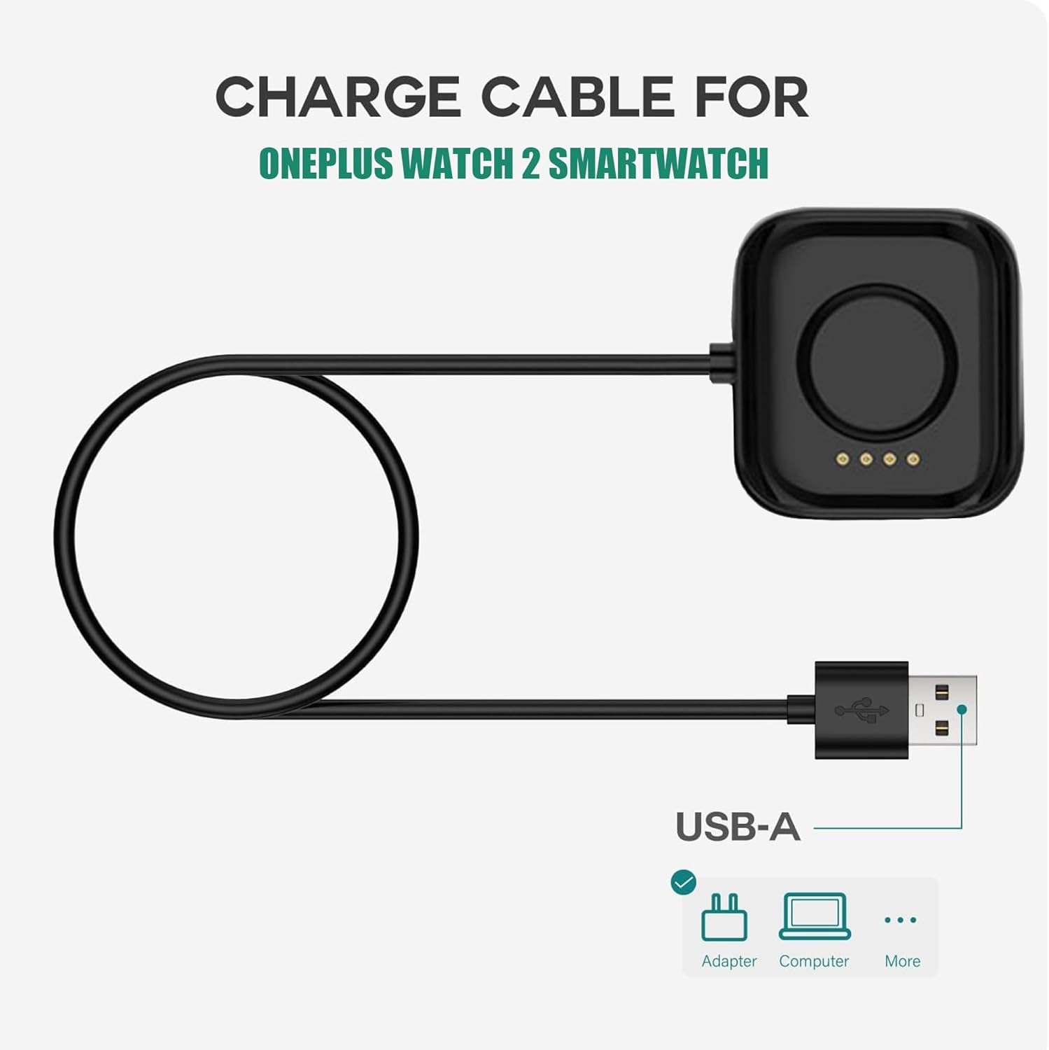 Chargeur compatible avec OnePlus Watch 3, câble de charge USB, station d'accueil pour montre connectée OnePlus Watch 3, 2, 2R (blanc) 7 Chargeur compatible avec OnePlus Watch 3, câble de charge USB, station d'accueil pour montre connectée OnePlus Watch 3, 2, 2R (blanc) – Image 6