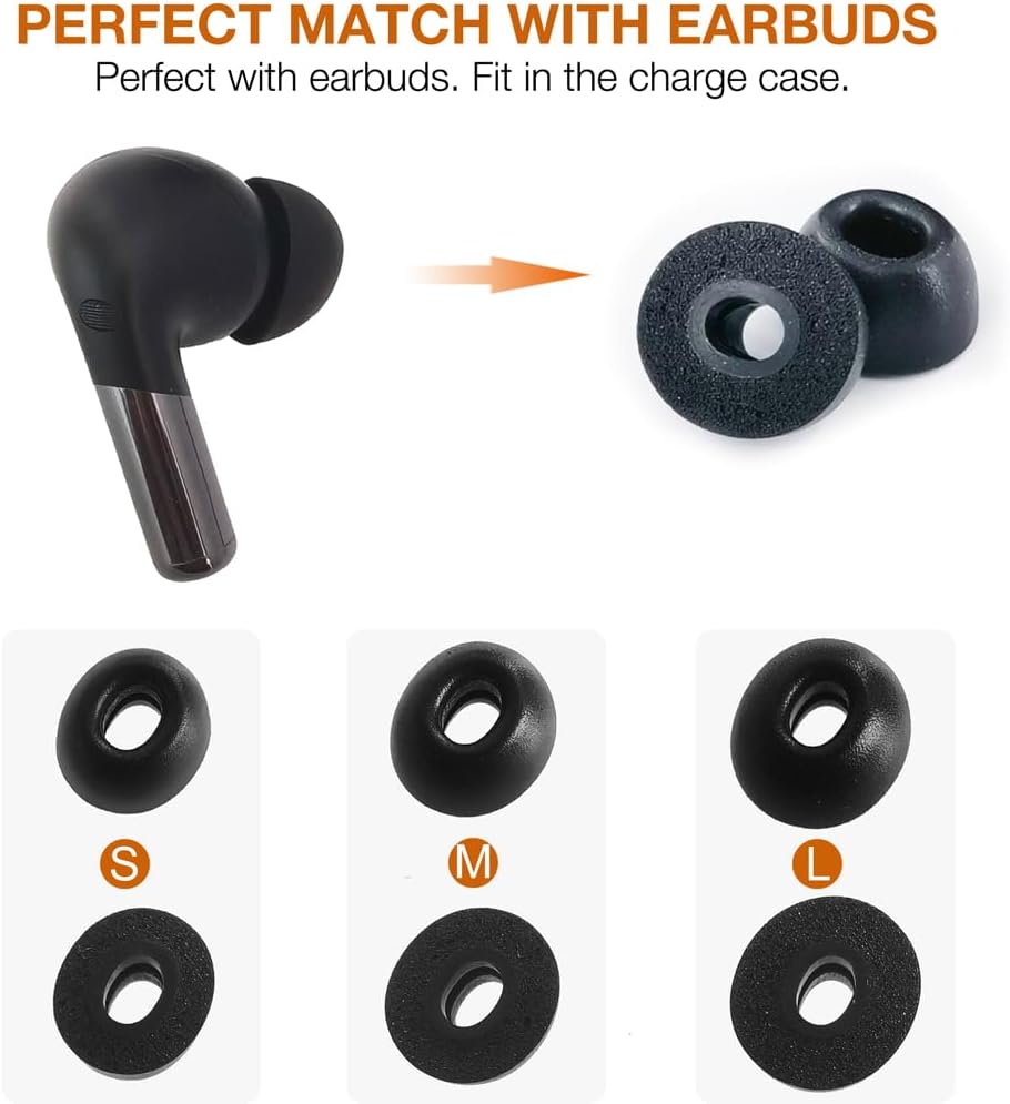 Embouts de rechange en mousse à mémoire de forme pour OnePlus Buds 4/Buds 3/Buds Pro 3/Buds Pro 2/Nord Buds 3/Nord Buds 3 Pro 3 Embouts de rechange en mousse à mémoire de forme pour OnePlus Buds 4/Buds 3/Buds Pro 3/Buds Pro 2/Nord Buds 3/Nord Buds 3 Pro – Image 2