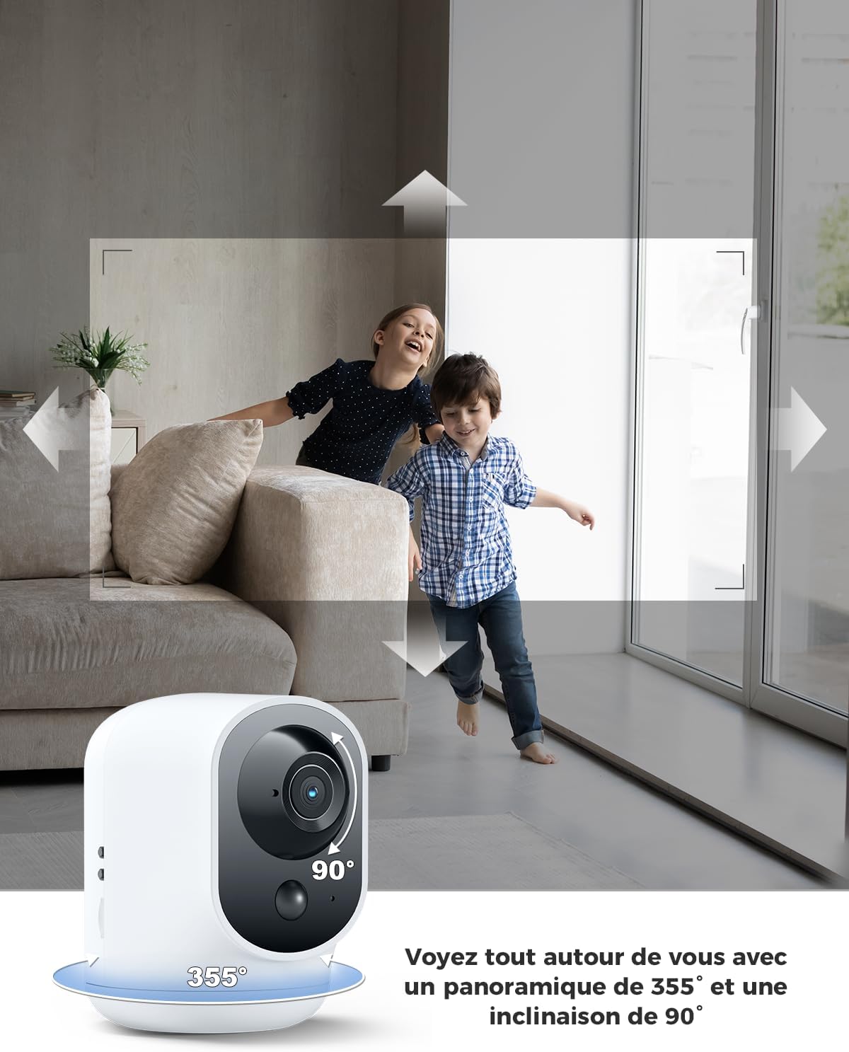 COCOCAM 2K Camera Surveillance WiFi Interieur sans Fil Pan/Tilt à Batterie 5200mAh, pour de Bébé/Animaux/Sécurité Domestique, Reconnaissance IA, Détection Humaine PIR, Wi-FI 2,4G (1, Blanc) 4 COCOCAM 2K Camera Surveillance WiFi Interieur sans Fil Pan/Tilt à Batterie 5200mAh, pour de Bébé/Animaux/Sécurité Domestique, Reconnaissance IA, Détection Humaine PIR, Wi-FI 2,4G (1, Blanc) – Image 3