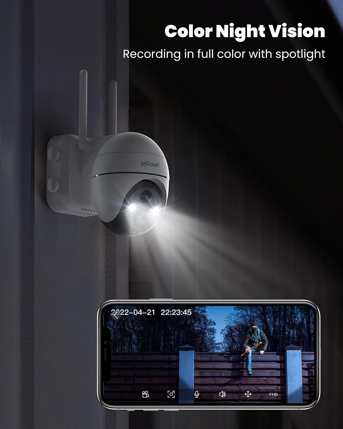ieGeek 2K Caméra Surveillance WiFi Extérieure sans Fil Solaire, 360° PTZ Caméra IP Batterie, Vision Nocturne Couleur, PIR Détection de Mouvement, Sirène d'alarme, Audio Bidirectionnel, IP65, ZS-GX1S 6 ieGeek 2K Caméra Surveillance WiFi Extérieure sans Fil Solaire, 360° PTZ Caméra IP Batterie, Vision Nocturne Couleur, PIR Détection de Mouvement, Sirène d'alarme, Audio Bidirectionnel, IP65, ZS-GX1S – Image 5