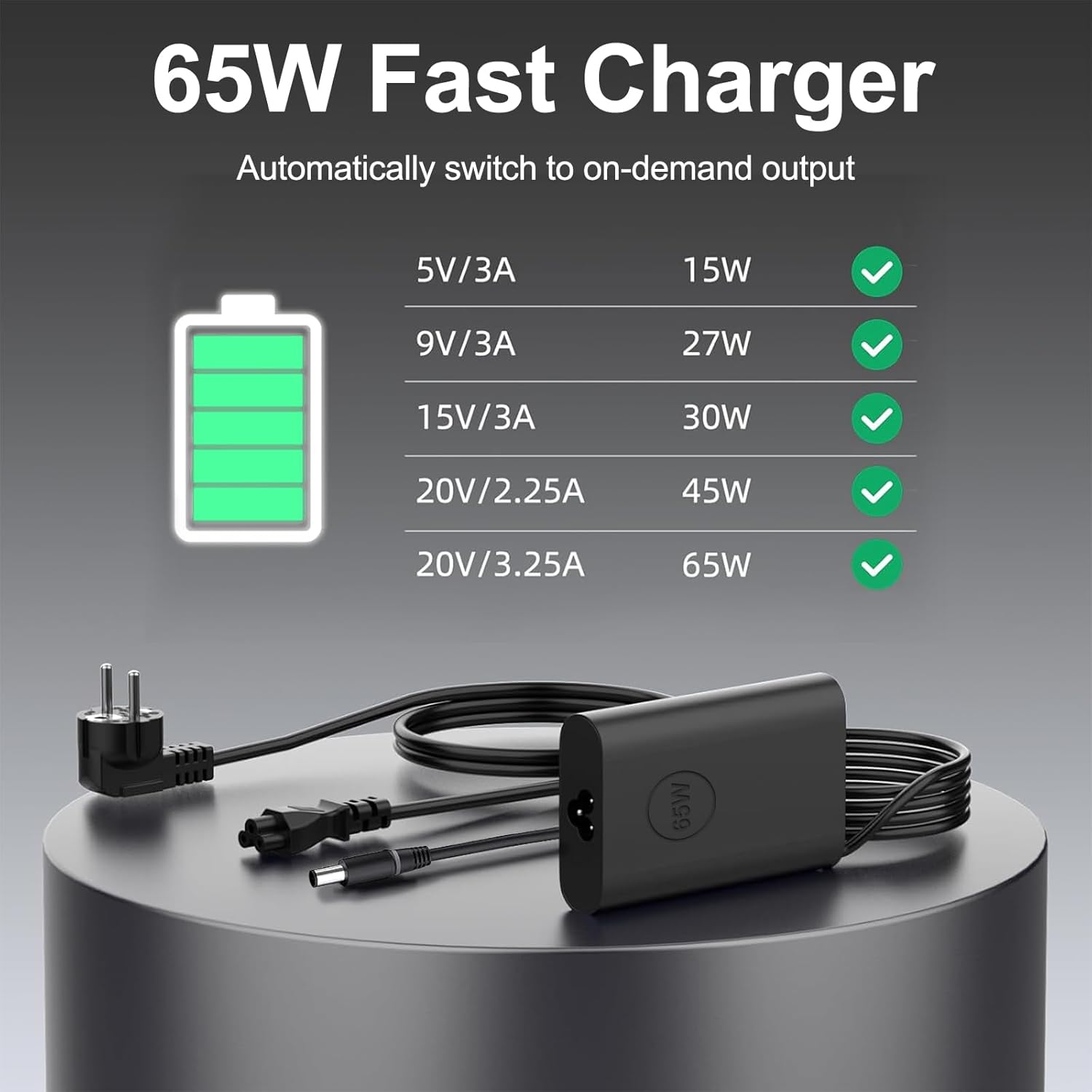 65W Chargeur Ordinateur Portable Compatible avec Dell Latitude 7490 7480 7280 5590 5580 5500 5490 5480 5290 5280 E7440 E6430 E6440 E6540 E5540 E5450 E5470 E7450 E7470 9365 9370 Adaptateur 7.4 x 5.0mm 4 65W Chargeur Ordinateur Portable Compatible avec Dell Latitude 7490 7480 7280 5590 5580 5500 5490 5480 5290 5280 E7440 E6430 E6440 E6540 E5540 E5450 E5470 E7450 E7470 9365 9370 Adaptateur 7.4 x 5.0mm – Image 3