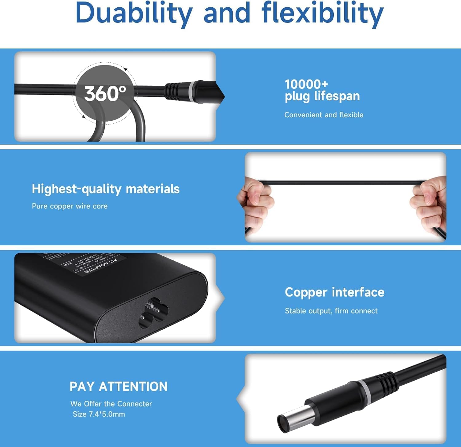 65W Chargeur Alimentation Compatible avec Dell Latitude 7490 7480 7290 7280 5590 5580 5490 5480 5290 E6430 E5470 E5440 E5250 E5450 E7440 E7470 E7250 E7450 E6440 E6540 3180 Adaptateur Charger 4 65W Chargeur Alimentation Compatible avec Dell Latitude 7490 7480 7290 7280 5590 5580 5490 5480 5290 E6430 E5470 E5440 E5250 E5450 E7440 E7470 E7250 E7450 E6440 E6540 3180 Adaptateur Charger – Image 3