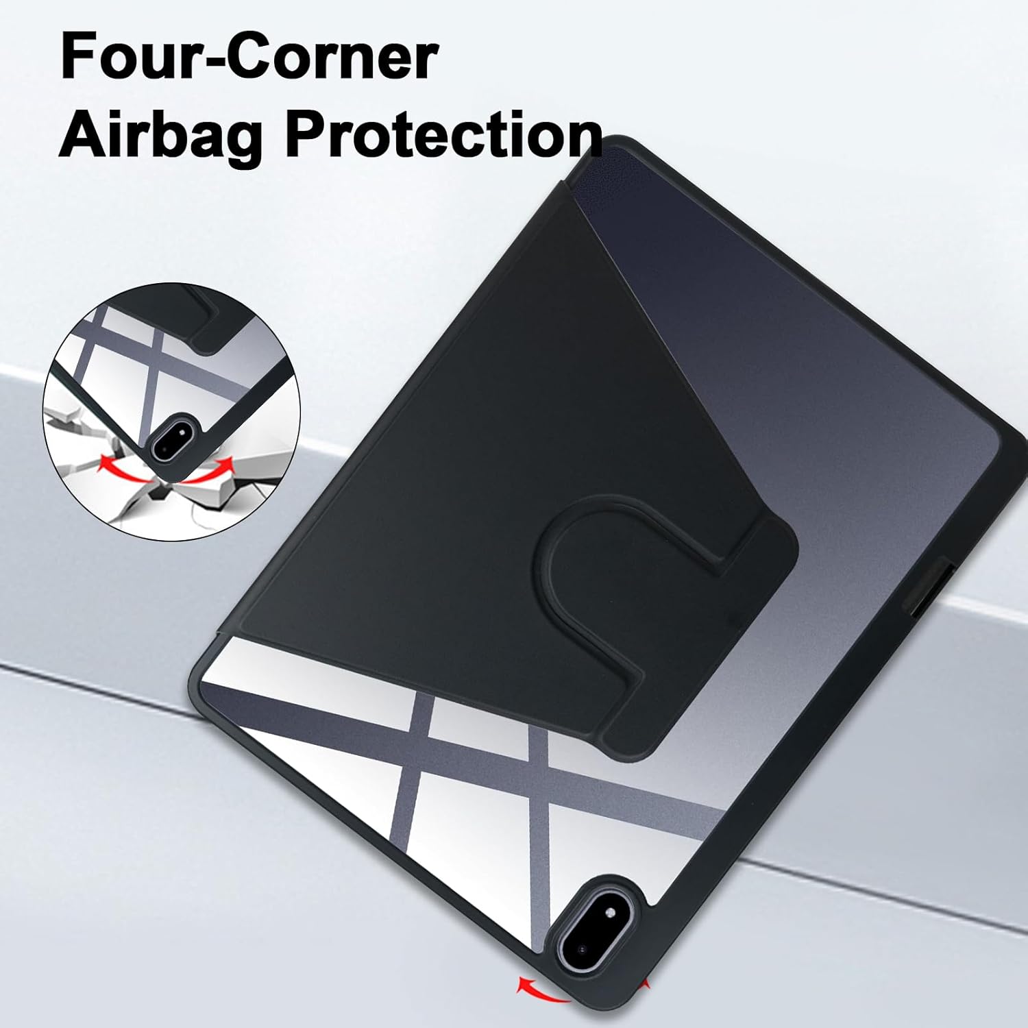 Coque Compatible avec OnePlus Pad 3, Etui Housse Pivotante à 360 Degrés avec Support/Fente pour Stylo Pliable, Cuir PU + Housse Acrylique Claire, Noir 5 Coque Compatible avec OnePlus Pad 3, Etui Housse Pivotante à 360 Degrés avec Support/Fente pour Stylo Pliable, Cuir PU + Housse Acrylique Claire, Noir – Image 4