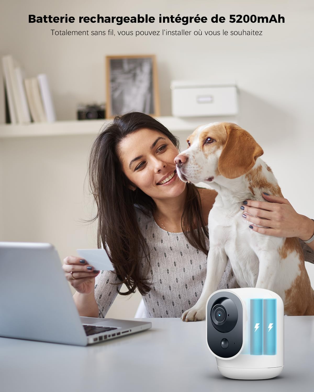 COCOCAM 2K Camera Surveillance WiFi Interieur sans Fil Pan/Tilt à Batterie 5200mAh, pour de Bébé/Animaux/Sécurité Domestique, Reconnaissance IA, Détection Humaine PIR, Wi-FI 2,4G (1, Blanc) 3 COCOCAM 2K Camera Surveillance WiFi Interieur sans Fil Pan/Tilt à Batterie 5200mAh, pour de Bébé/Animaux/Sécurité Domestique, Reconnaissance IA, Détection Humaine PIR, Wi-FI 2,4G (1, Blanc) – Image 2