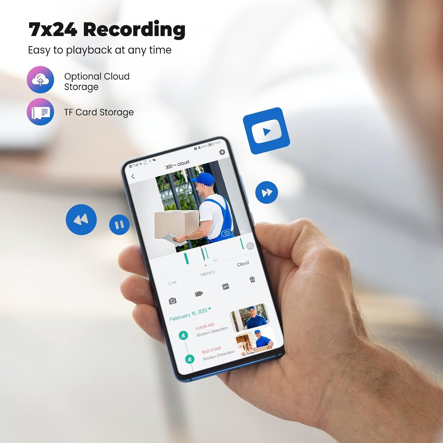 Camera Surveillance WiFi Exterieure sans Fil, 360° PTZ Caméra avec Enregistrement 24/7, Détection de Mouvement, Vision Nocturne Couleur Intelligente, Fonctionne avec Alexa 7 Camera Surveillance WiFi Exterieure sans Fil, 360° PTZ Caméra avec Enregistrement 24/7, Détection de Mouvement, Vision Nocturne Couleur Intelligente, Fonctionne avec Alexa – Image 6