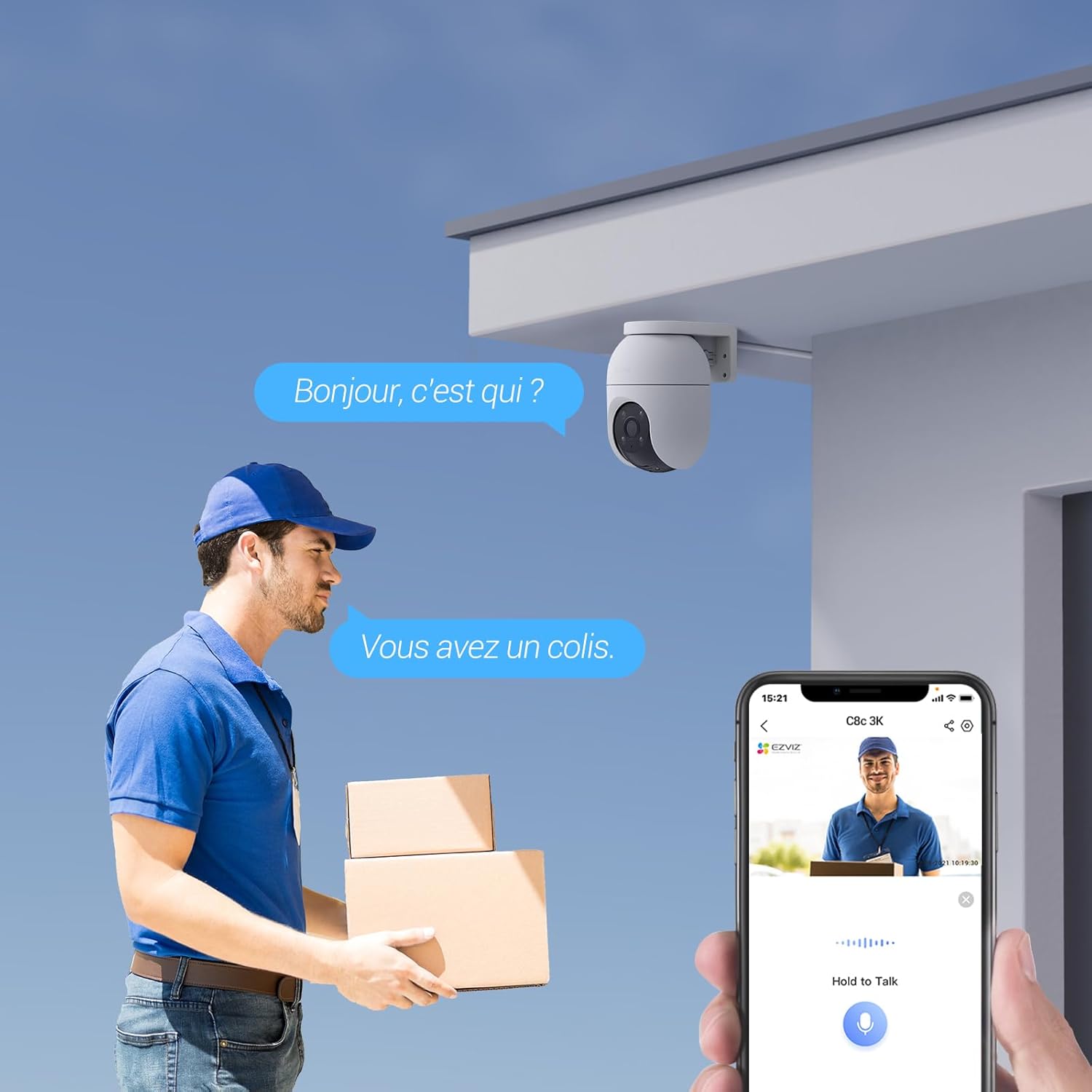 EZVIZ C8c 5MP Caméra Surveillance WiFi Extérieure à 360° avec Suivi Auto-Zoom, Détection de Forme Humaine/Véhicule, Vision Nocturne en Couleur, Audio Bidirectionnel, IP65 Etanche, Défense Active 6 EZVIZ C8c 5MP Caméra Surveillance WiFi Extérieure à 360° avec Suivi Auto-Zoom, Détection de Forme Humaine/Véhicule, Vision Nocturne en Couleur, Audio Bidirectionnel, IP65 Etanche, Défense Active – Image 5