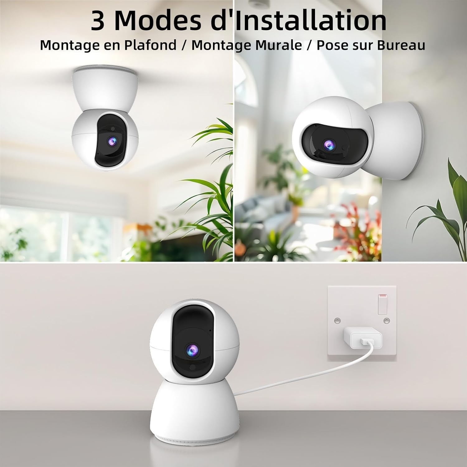 2K 3MP Camera Interieur 2.4/5GHz Camera Surveillance WiFi avec Détection de Mouvement, Vision Nocturne, Audio Bidirectionne Compatible avec Alexa pour Bébé/Animal/Maison (2 pièces) 9 2K 3MP Camera Interieur 2.4/5GHz Camera Surveillance WiFi avec Détection de Mouvement, Vision Nocturne, Audio Bidirectionne Compatible avec Alexa pour Bébé/Animal/Maison (2 pièces) – Image 8