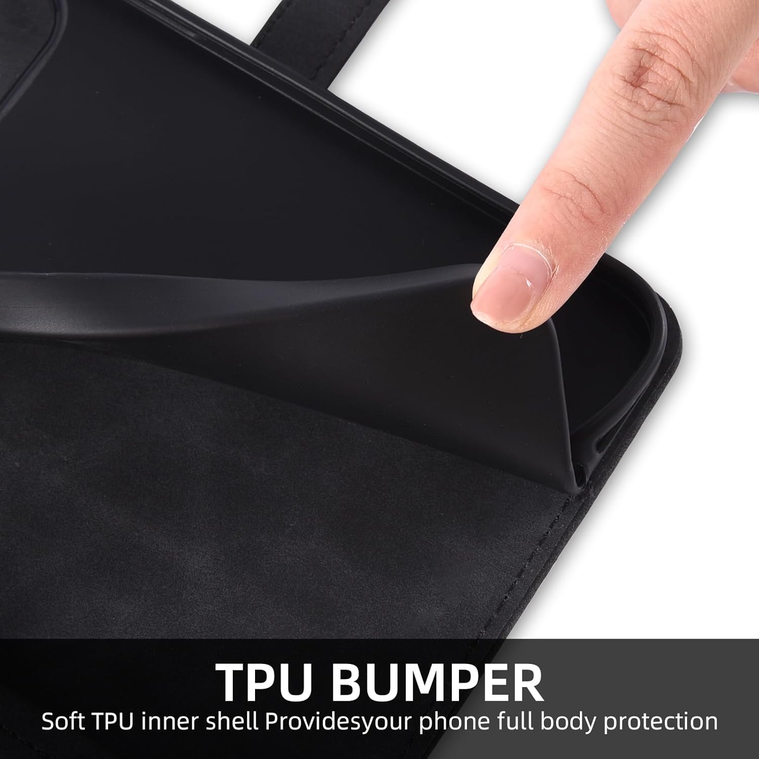 Asuwish Coque pour OnePlus 7 Pro Portefeuille avec Verre Trempé et Cordon Porte Carte Chaine PU Cuir à Clapet Étui Housse Support 7Pro GM1913 Téléphone Case Fleur Vitre Protection Protege Femme Noir 8 Asuwish Coque pour OnePlus 7 Pro Portefeuille avec Verre Trempé et Cordon Porte Carte Chaine PU Cuir à Clapet Étui Housse Support 7Pro GM1913 Téléphone Case Fleur Vitre Protection Protege Femme Noir – Image 7