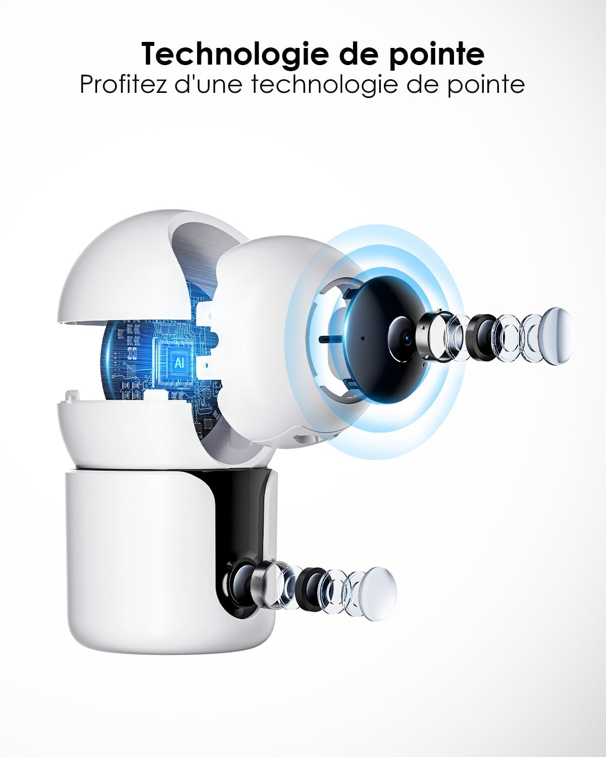 2K+2K Caméra Surveillance Intérieur, Double Objectif, Vision Nocturne, 360° Caméra Animaux Domestiques, 2,4 & 5 GHz Wi-FI, Détection Mouvement (Blanche) 10 2K+2K Caméra Surveillance Intérieur, Double Objectif, Vision Nocturne, 360° Caméra Animaux Domestiques, 2,4 & 5 GHz Wi-FI, Détection Mouvement (Blanche) – Image 9