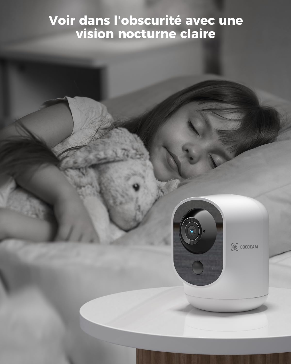 COCOCAM 2K Camera Surveillance WiFi Interieur sans Fil Pan/Tilt à Batterie 5200mAh, pour de Bébé/Animaux/Sécurité Domestique, Reconnaissance IA, Détection Humaine PIR, Wi-FI 2,4G (1, Blanc) 7 COCOCAM 2K Camera Surveillance WiFi Interieur sans Fil Pan/Tilt à Batterie 5200mAh, pour de Bébé/Animaux/Sécurité Domestique, Reconnaissance IA, Détection Humaine PIR, Wi-FI 2,4G (1, Blanc) – Image 6