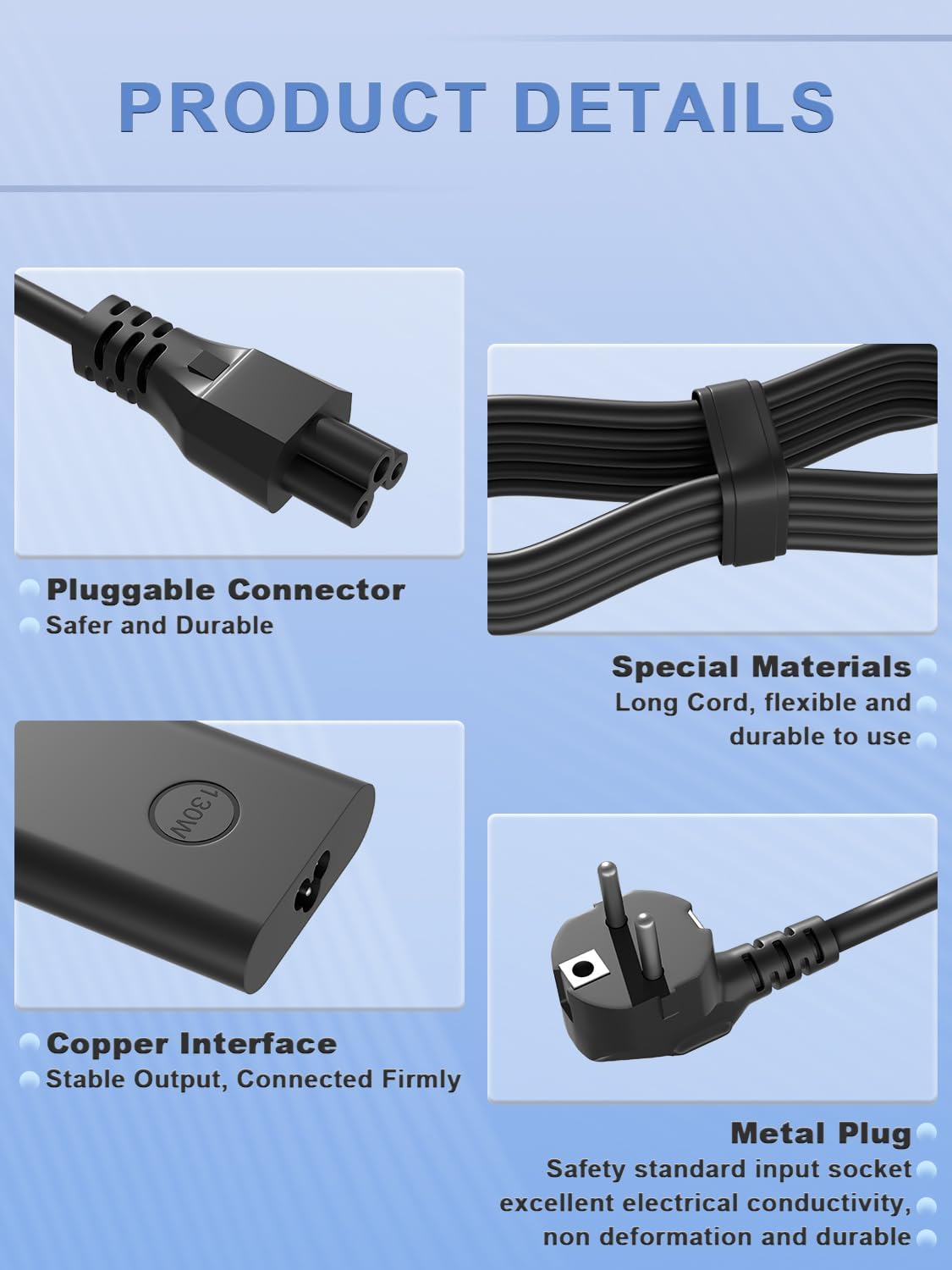 130W USB C Alimentation avec Dell Pro Max 14 16 Inspiron 16 14 Plus Latitude 5501 5511 5521 XPS 17 16 15 9730 9720 9710 9640 9530 9510 9500 Precision 5680 5770 5570 5530 5470 3551 3581 3571 7 130W USB C Alimentation avec Dell Pro Max 14 16 Inspiron 16 14 Plus Latitude 5501 5511 5521 XPS 17 16 15 9730 9720 9710 9640 9530 9510 9500 Precision 5680 5770 5570 5530 5470 3551 3581 3571 – Image 6