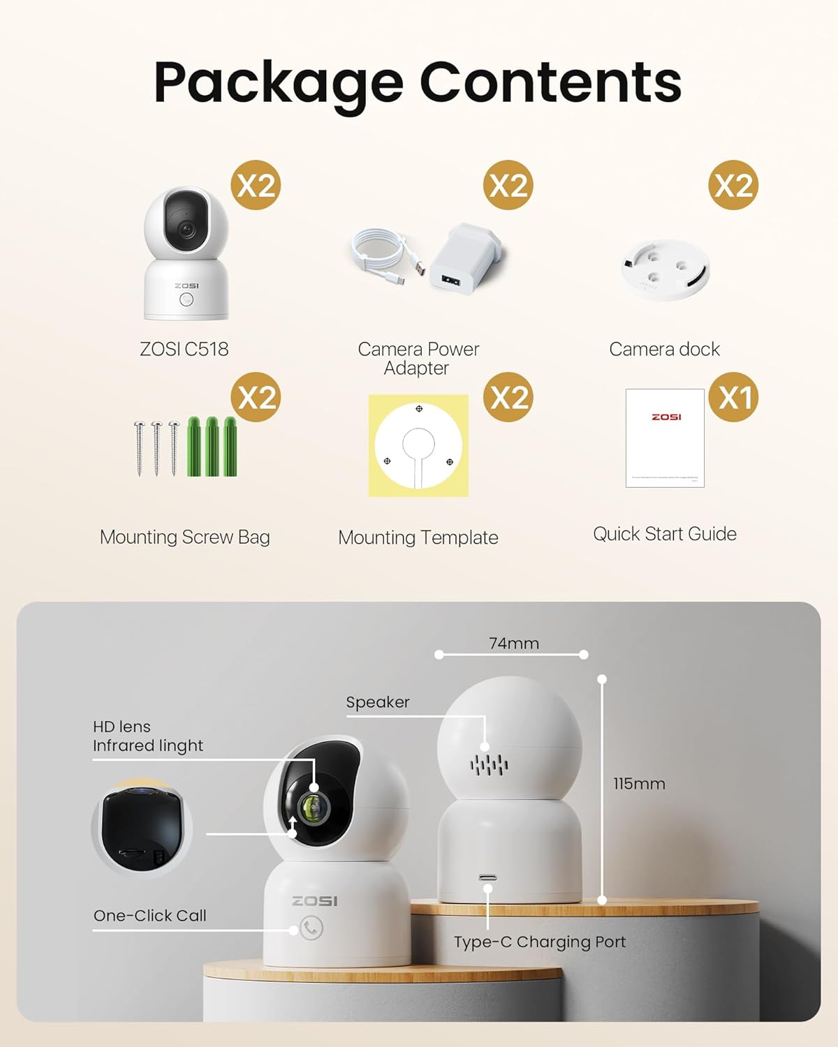 ZOSI Lot de 2 Caméra Surveillance Intérieure WiFi 3MP 2,4G/5Ghz, PT Caméra IP Vue à 360°, Détection et Suivi de Personne, Appel en Un Clic et Audio Bidirectionnel, Stockage Local/Cloud, C518 10 ZOSI Lot de 2 Caméra Surveillance Intérieure WiFi 3MP 2,4G/5Ghz, PT Caméra IP Vue à 360°, Détection et Suivi de Personne, Appel en Un Clic et Audio Bidirectionnel, Stockage Local/Cloud, C518 – Image 9