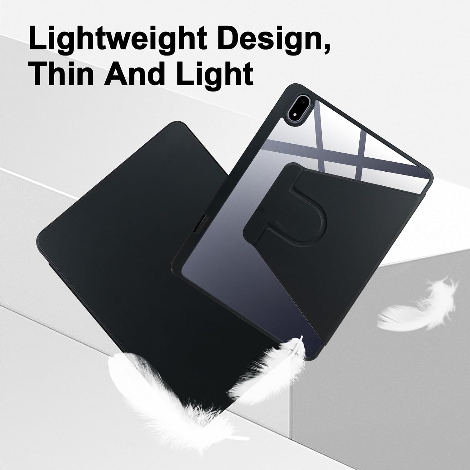 Coque Compatible avec OnePlus Pad 3, Etui Housse Pivotante à 360 Degrés avec Support/Fente pour Stylo Pliable, Cuir PU + Housse Acrylique Claire, Noir 6 Coque Compatible avec OnePlus Pad 3, Etui Housse Pivotante à 360 Degrés avec Support/Fente pour Stylo Pliable, Cuir PU + Housse Acrylique Claire, Noir – Image 5