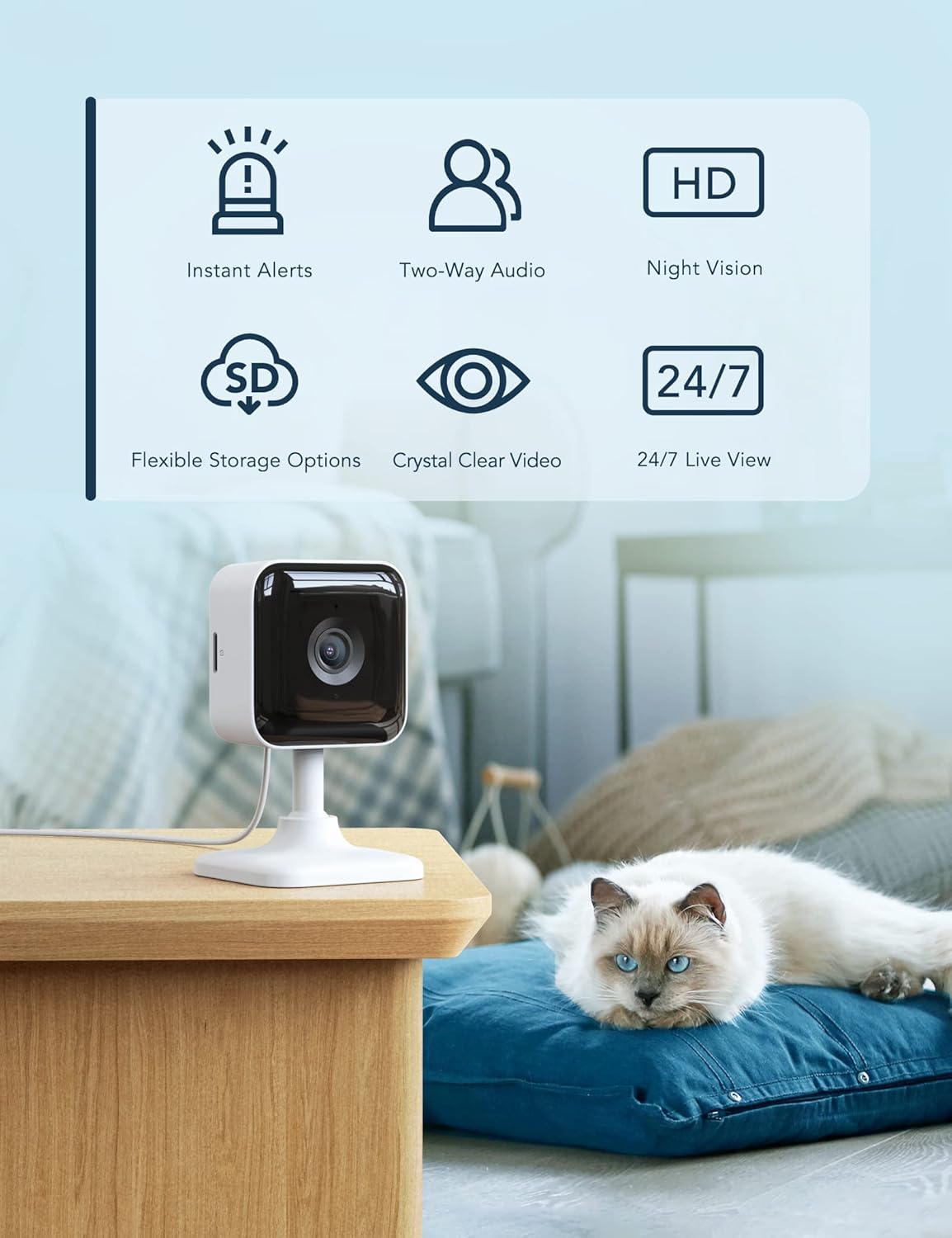 GNCC Camera Surveillance Interieur Maison WiFi 1080P Camera Surveillance WiFi Interieur avec Vision Nocturne Infrarouge, détection de Son et de Mouvement, Compatible avec Alexa, 2 Caméra, 2.4GHz 3 GNCC Camera Surveillance Interieur Maison WiFi 1080P Camera Surveillance WiFi Interieur avec Vision Nocturne Infrarouge, détection de Son et de Mouvement, Compatible avec Alexa, 2 Caméra, 2.4GHz – Image 2