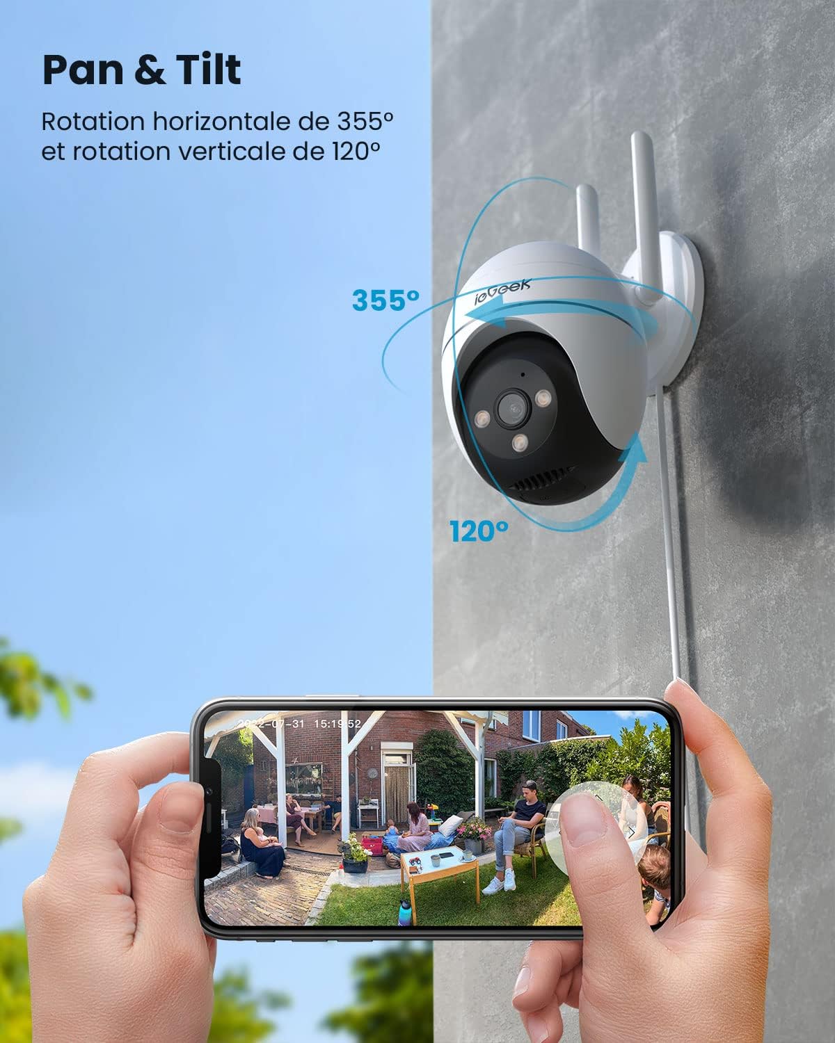 ieGeek 2K Camera Surveillance WiFi Exterieure 5Ghz /2.4G - 360° PTZ Camera Exterieur WiFi, Suivi de Mouvement, AI Détection, Audio Bidirectionnel, Vision Nocturne Couleur ZS-GQ2 (2 Pièces) 5 ieGeek 2K Camera Surveillance WiFi Exterieure 5Ghz /2.4G - 360° PTZ Camera Exterieur WiFi, Suivi de Mouvement, AI Détection, Audio Bidirectionnel, Vision Nocturne Couleur ZS-GQ2 (2 Pièces) – Image 4
