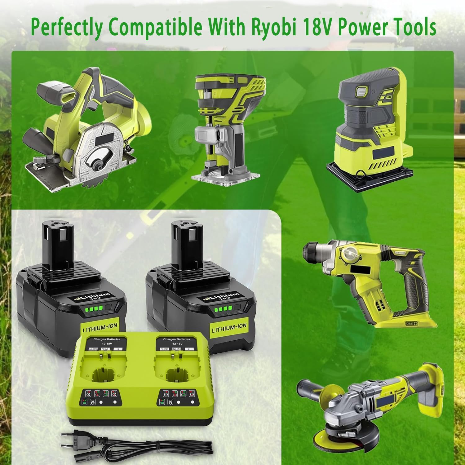 2X 18V 5,5Ah Batteries de Remplacement pour Ryobi One+ Chargeur Double Port 6 A DC18RD Compatible avec Ryobi P108 RB18L50 RB18L25 RB18L40 RB18L20 RB18L15 RB18L13 P102 P103 P104 P105 P106 P107 8 2X 18V 5,5Ah Batteries de Remplacement pour Ryobi One+ Chargeur Double Port 6 A DC18RD Compatible avec Ryobi P108 RB18L50 RB18L25 RB18L40 RB18L20 RB18L15 RB18L13 P102 P103 P104 P105 P106 P107 – Image 7