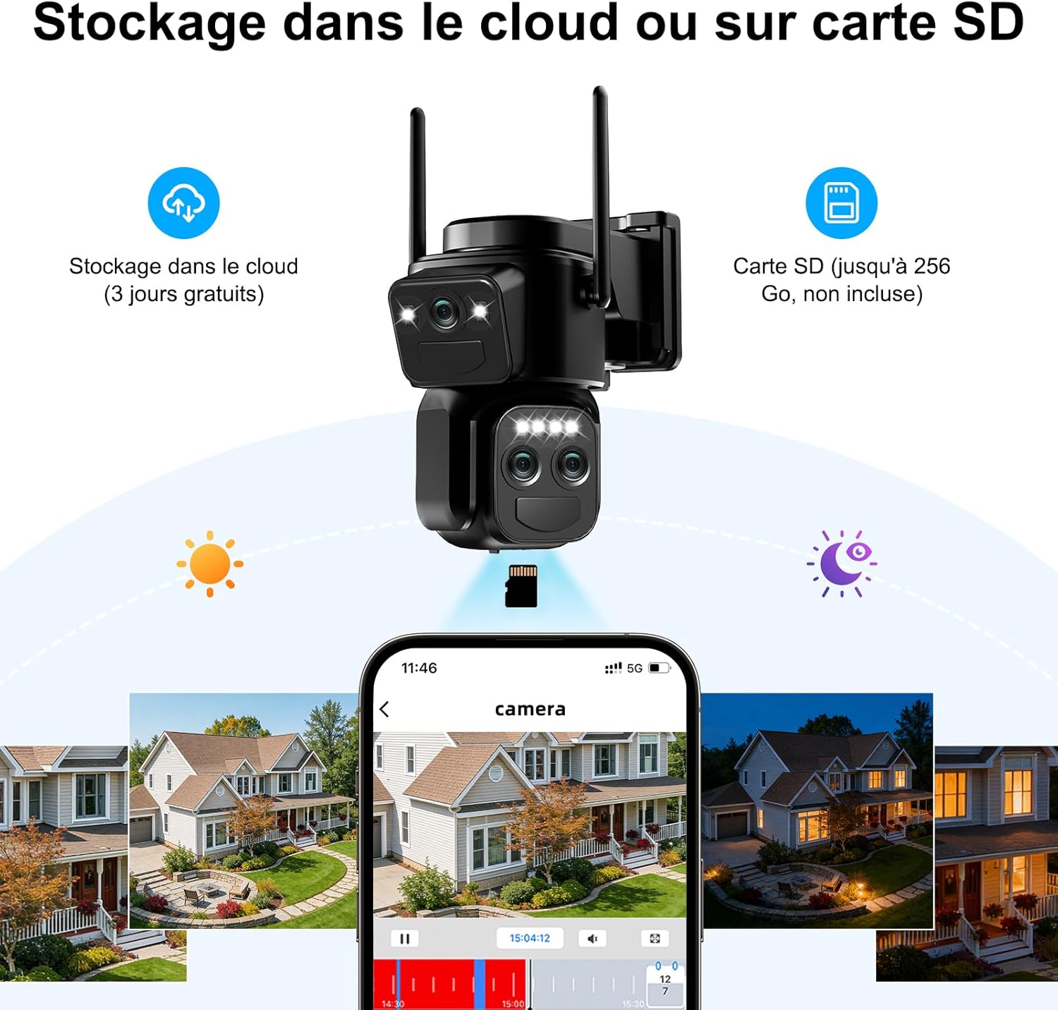 4K Caméra Surveillance WiFi Extérieure à triple objectif,360° PTZ Caméra,8MP Détection Humaine avec Panneau Solaire,Suivi Automatique,Vision Nocturne Couleur,Étanche,Audio Bidirectionnel,10X Zoom 10 4K Caméra Surveillance WiFi Extérieure à triple objectif,360° PTZ Caméra,8MP Détection Humaine avec Panneau Solaire,Suivi Automatique,Vision Nocturne Couleur,Étanche,Audio Bidirectionnel,10X Zoom – Image 9