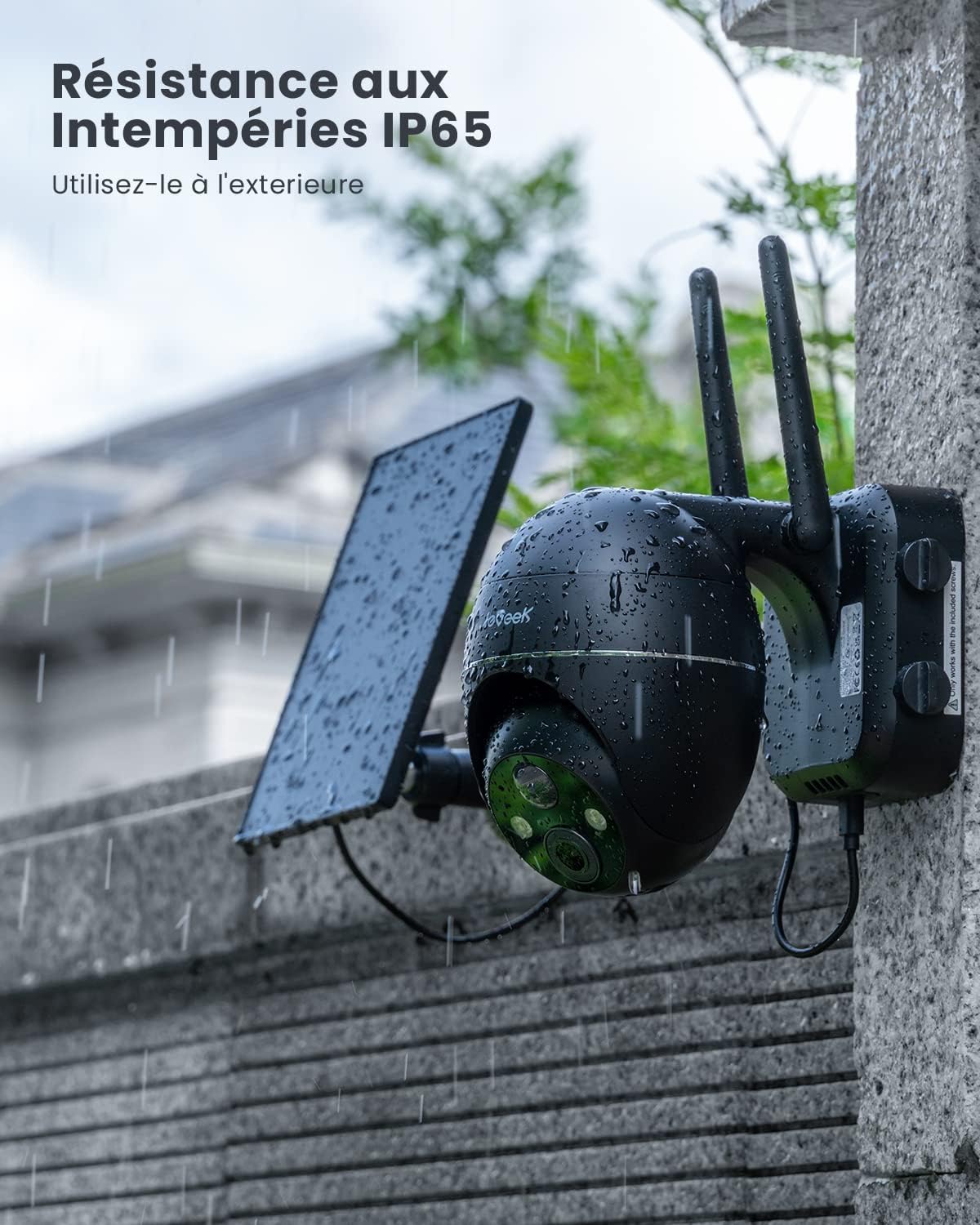 ieGeek 2K Camera Surveillance WiFi Exterieure sans Fil, Camera Solaire avec Batterie, Pan 355°/Tilt 120°, Détection Humaine PIR, Alarme Auditive, Vision Nocturne Couleur, Audio Bidirectionnel 10 ieGeek 2K Camera Surveillance WiFi Exterieure sans Fil, Camera Solaire avec Batterie, Pan 355°/Tilt 120°, Détection Humaine PIR, Alarme Auditive, Vision Nocturne Couleur, Audio Bidirectionnel – Image 9