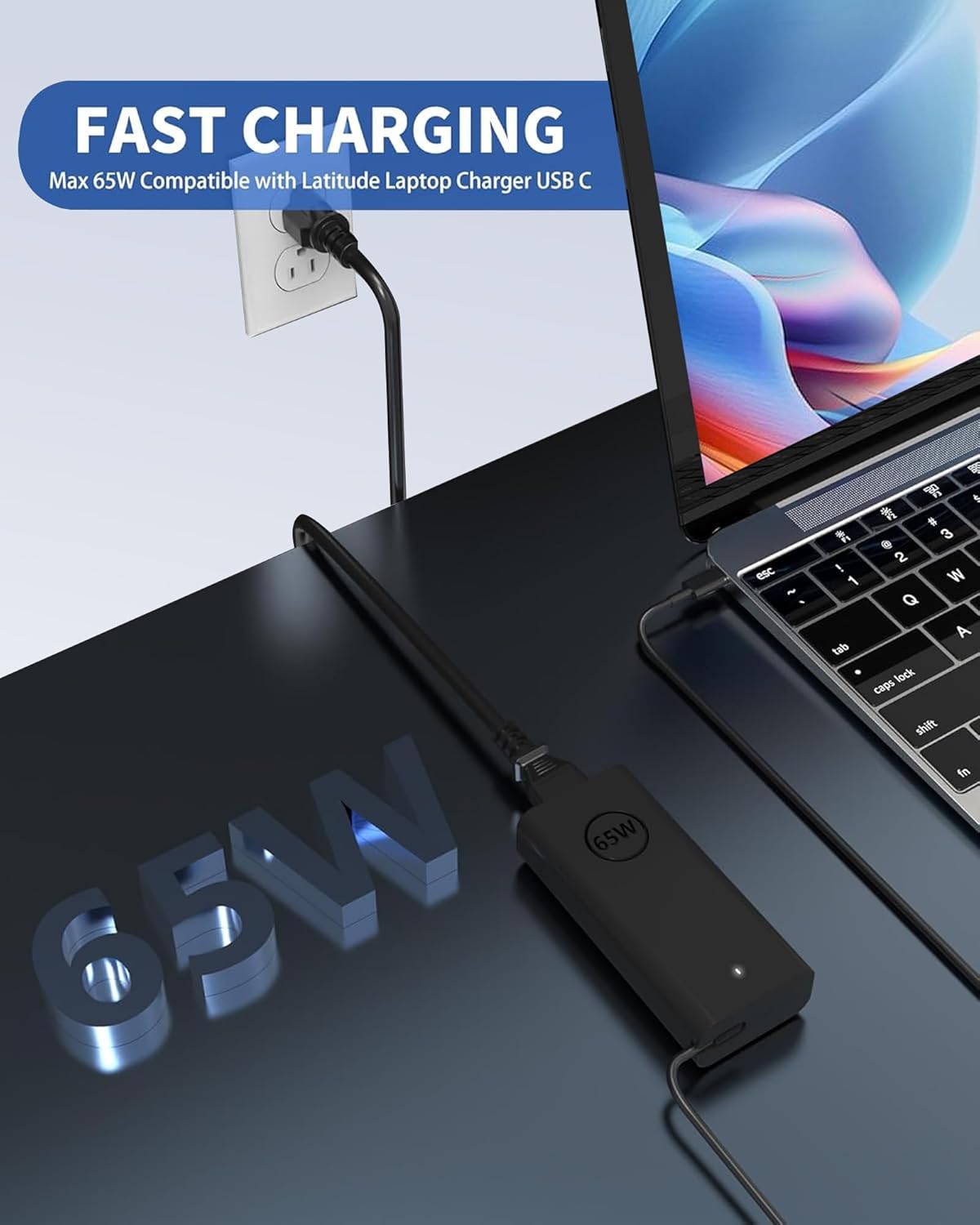ANDHOT 65W USB C Ordinateur Portable Chargeur,Compatible avec Dell Latitude 5540 5420 7400 5440 7440 3540 5520 7420 5430 7390 7320 5530 7430 3440 7340 5320 7410 7330 7530 Adaptateur Rapide de Type C 3 ANDHOT 65W USB C Ordinateur Portable Chargeur,Compatible avec Dell Latitude 5540 5420 7400 5440 7440 3540 5520 7420 5430 7390 7320 5530 7430 3440 7340 5320 7410 7330 7530 Adaptateur Rapide de Type C – Image 2