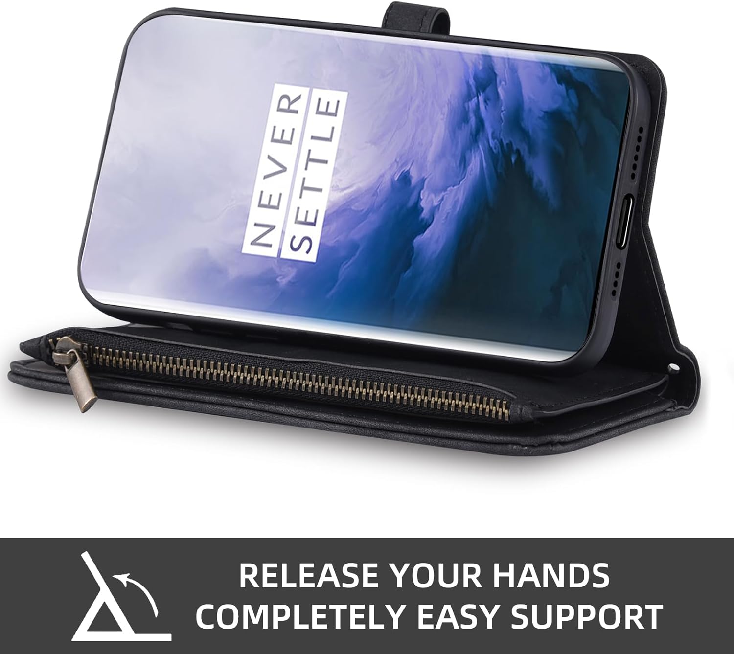 Asuwish Coque pour OnePlus 7 Pro Portefeuille avec Verre Trempé et Cordon Porte Carte Chaine PU Cuir à Clapet Étui Housse Support 7Pro GM1913 Téléphone Case Fleur Vitre Protection Protege Femme Noir 6 Asuwish Coque pour OnePlus 7 Pro Portefeuille avec Verre Trempé et Cordon Porte Carte Chaine PU Cuir à Clapet Étui Housse Support 7Pro GM1913 Téléphone Case Fleur Vitre Protection Protege Femme Noir – Image 5