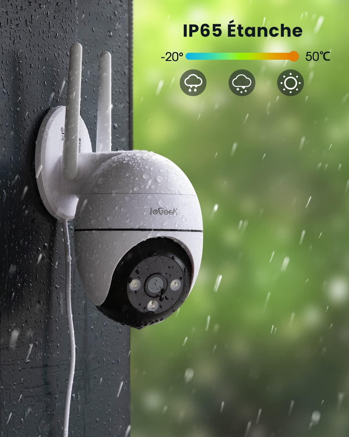 ieGeek 2K Camera Surveillance WiFi Exterieure 5Ghz /2.4G - 360° PTZ Camera Exterieur WiFi, Suivi de Mouvement, AI Détection, Audio Bidirectionnel, Vision Nocturne Couleur ZS-GQ2 (2 Pièces) 10 ieGeek 2K Camera Surveillance WiFi Exterieure 5Ghz /2.4G - 360° PTZ Camera Exterieur WiFi, Suivi de Mouvement, AI Détection, Audio Bidirectionnel, Vision Nocturne Couleur ZS-GQ2 (2 Pièces) – Image 9