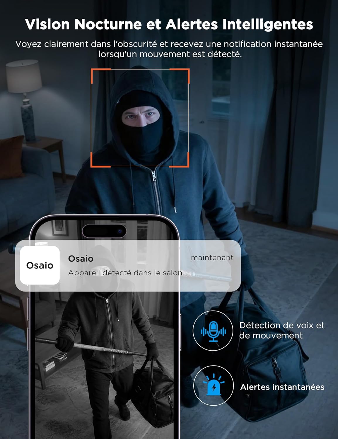 WOLFANG Camera Surveillance WiFi Interieur 1080P avec IR-Vision Nocturne, Détection de Mouvement et Son, Audio Bidirectionnel, Alerte en Temps réel, Compatible avec Alexa,SD et Cloud, Pack de 4 6 WOLFANG Camera Surveillance WiFi Interieur 1080P avec IR-Vision Nocturne, Détection de Mouvement et Son, Audio Bidirectionnel, Alerte en Temps réel, Compatible avec Alexa,SD et Cloud, Pack de 4 – Image 5