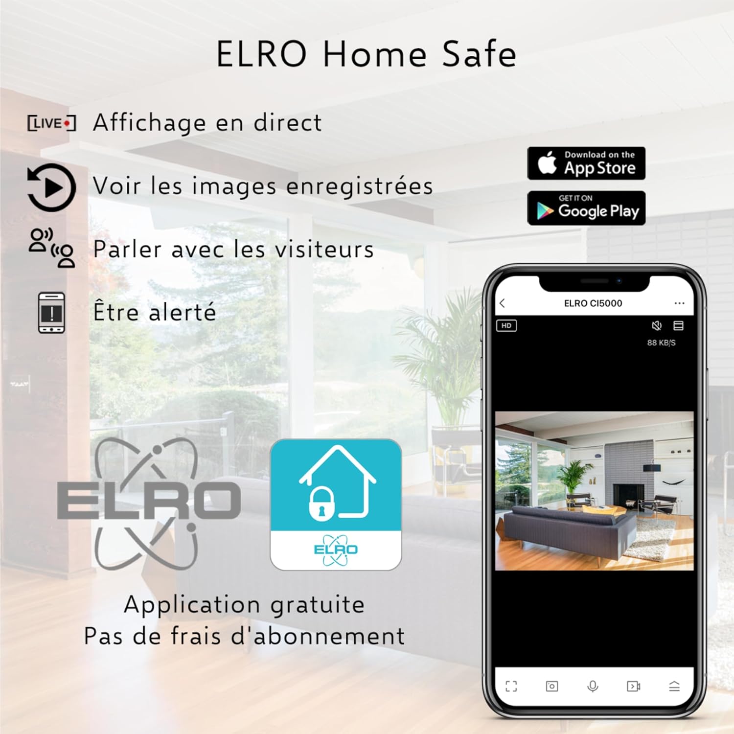 Caméra de sécurité IP WiFi intérieure ELRO CI5000 avec capteur de Mouvement et Vision Nocturne Caméra de sécurité Full HD 1080P avec sirène 6 Caméra de sécurité IP WiFi intérieure ELRO CI5000 avec capteur de Mouvement et Vision Nocturne Caméra de sécurité Full HD 1080P avec sirène – Image 5