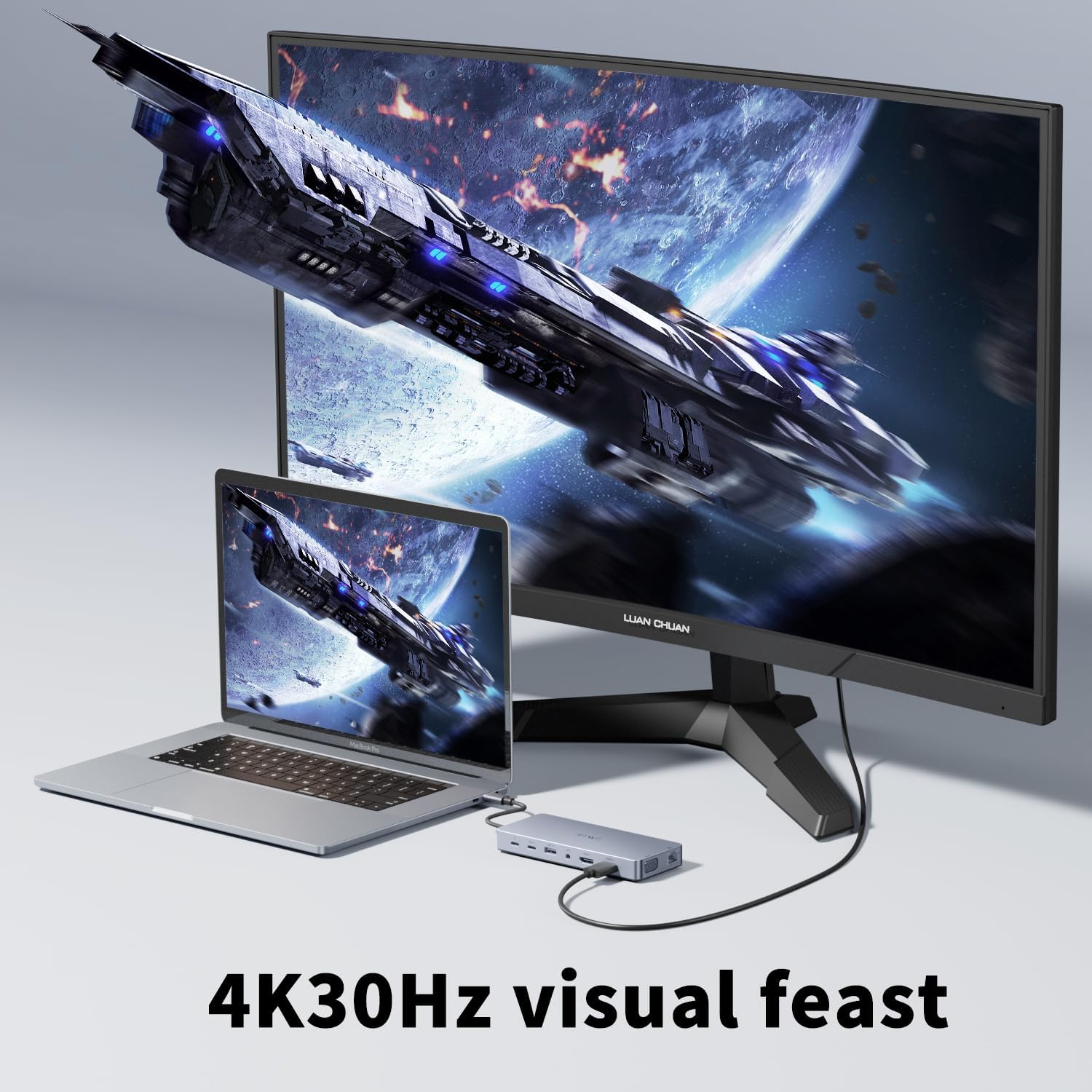 Docking Station USB C,JESWO 14-en-1 Dock USB C vers Dual HDMI, VGA, Ethernet, Mulit USB 3.0&2.0, 100W PD, Type-C Data, SD/TF, AUX Jack pour Windows 11, 10, Mac OS, and iPad OS 4 Docking Station USB C,JESWO 14-en-1 Dock USB C vers Dual HDMI, VGA, Ethernet, Mulit USB 3.0&2.0, 100W PD, Type-C Data, SD/TF, AUX Jack pour Windows 11, 10, Mac OS, and iPad OS – Image 3
