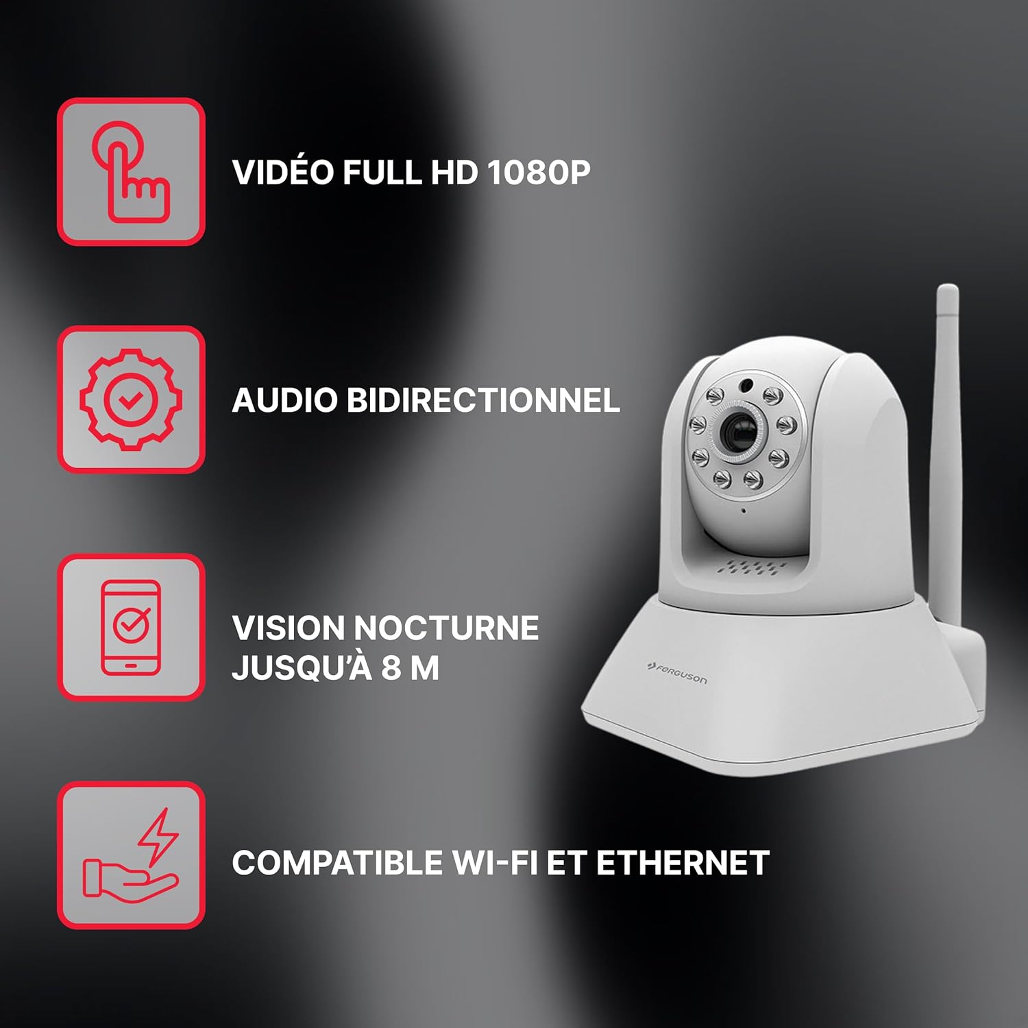 Ferguson Camera de Surveillance Smart Eye 200 – Caméra IP WiFi à 360° avec Batterie – Caméra Intérieure sans Fil – Full HD – Contrôle Via App – Sécurité Maison Connectée 4 Ferguson Camera de Surveillance Smart Eye 200 – Caméra IP WiFi à 360° avec Batterie – Caméra Intérieure sans Fil – Full HD – Contrôle Via App – Sécurité Maison Connectée – Image 3