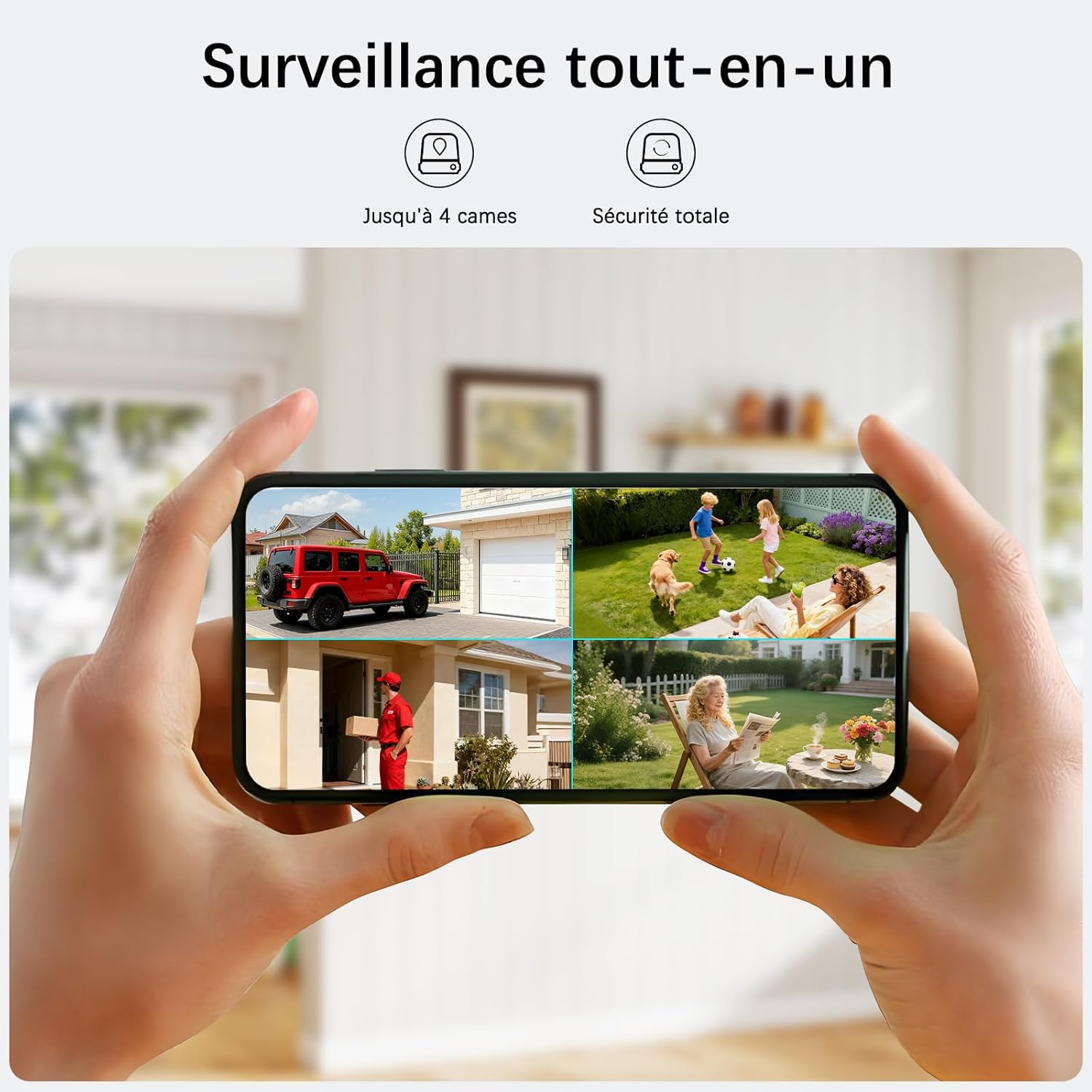 2K Camera Surveillance WiFi Exterieure sans Fil,2 Cam-Kit avec Home Station/Stockage Local 64G/Camera Solaire,360° PTZ Sécurité à Domicile,Vision Vocturne,Alarme,Audio Bidirectionnel,2.4/5G WIFI 4 2K Camera Surveillance WiFi Exterieure sans Fil,2 Cam-Kit avec Home Station/Stockage Local 64G/Camera Solaire,360° PTZ Sécurité à Domicile,Vision Vocturne,Alarme,Audio Bidirectionnel,2.4/5G WIFI – Image 3