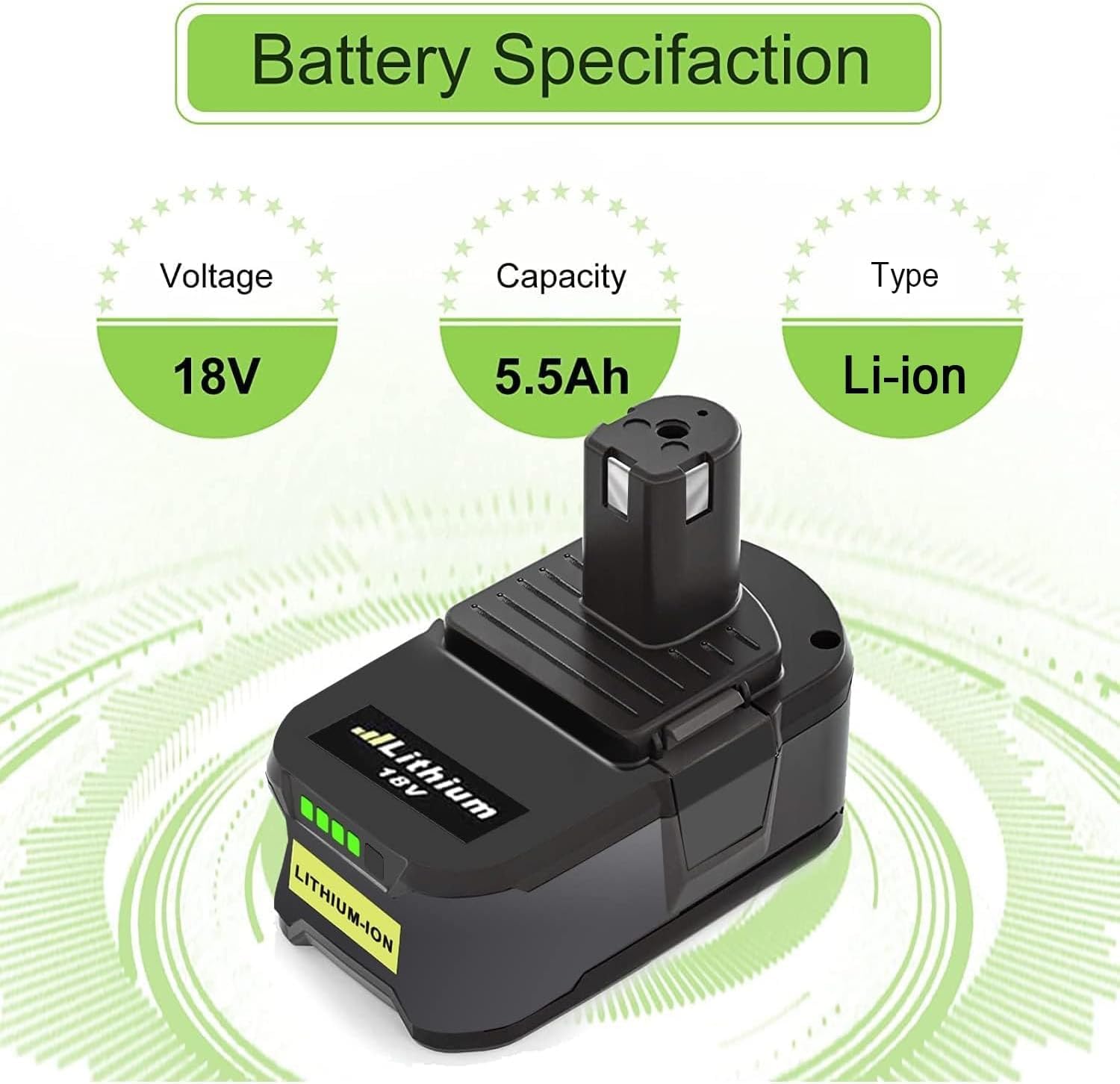 2X 18V 5,5Ah Batteries de Remplacement pour Ryobi One+ Chargeur Double Port 6 A DC18RD Compatible avec Ryobi P108 RB18L50 RB18L25 RB18L40 RB18L20 RB18L15 RB18L13 P102 P103 P104 P105 P106 P107 3 2X 18V 5,5Ah Batteries de Remplacement pour Ryobi One+ Chargeur Double Port 6 A DC18RD Compatible avec Ryobi P108 RB18L50 RB18L25 RB18L40 RB18L20 RB18L15 RB18L13 P102 P103 P104 P105 P106 P107 – Image 2