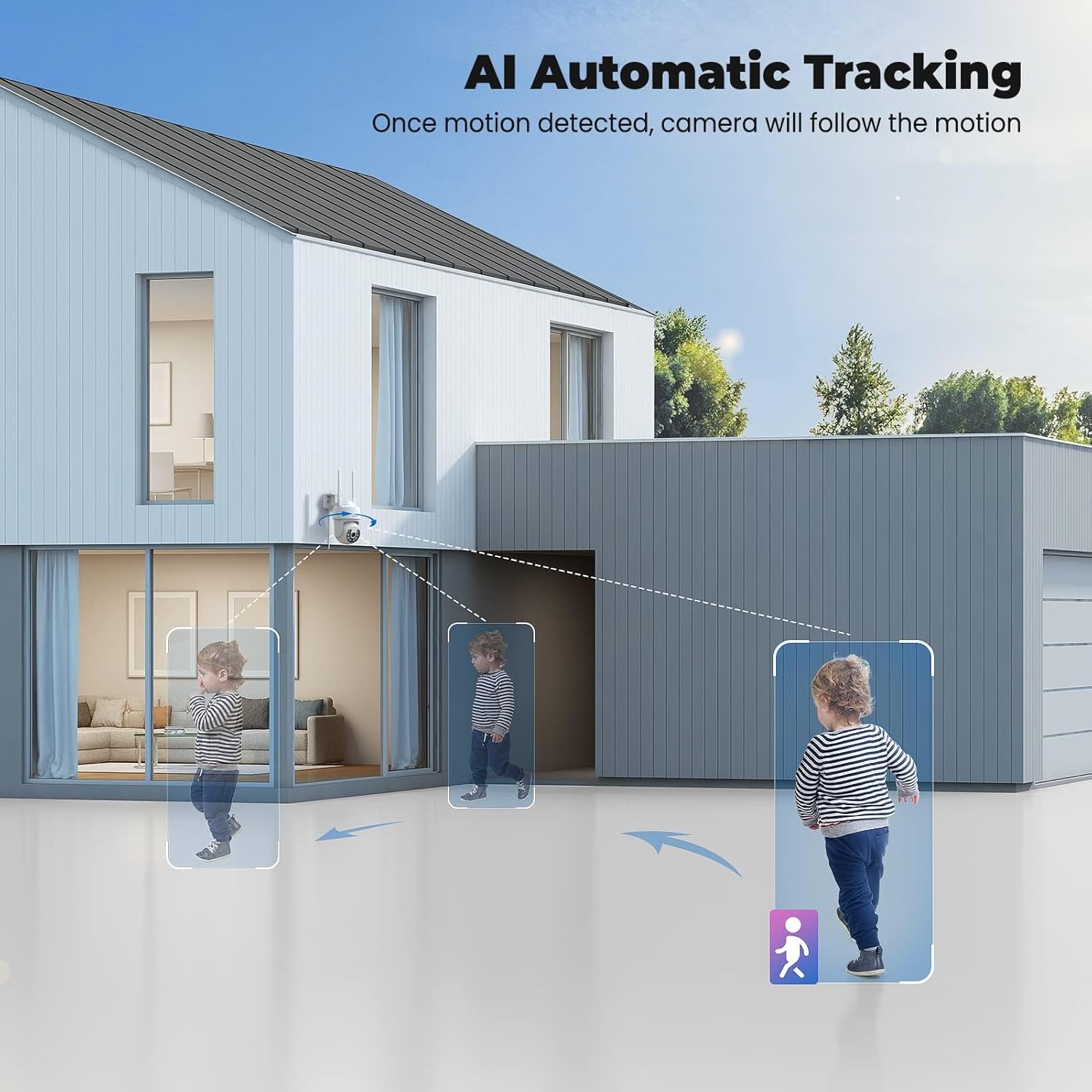 Camera Surveillance WiFi Exterieure sans Fil, 360° PTZ Caméra avec Enregistrement 24/7, Détection de Mouvement, Vision Nocturne Couleur Intelligente, Fonctionne avec Alexa 5 Camera Surveillance WiFi Exterieure sans Fil, 360° PTZ Caméra avec Enregistrement 24/7, Détection de Mouvement, Vision Nocturne Couleur Intelligente, Fonctionne avec Alexa – Image 4
