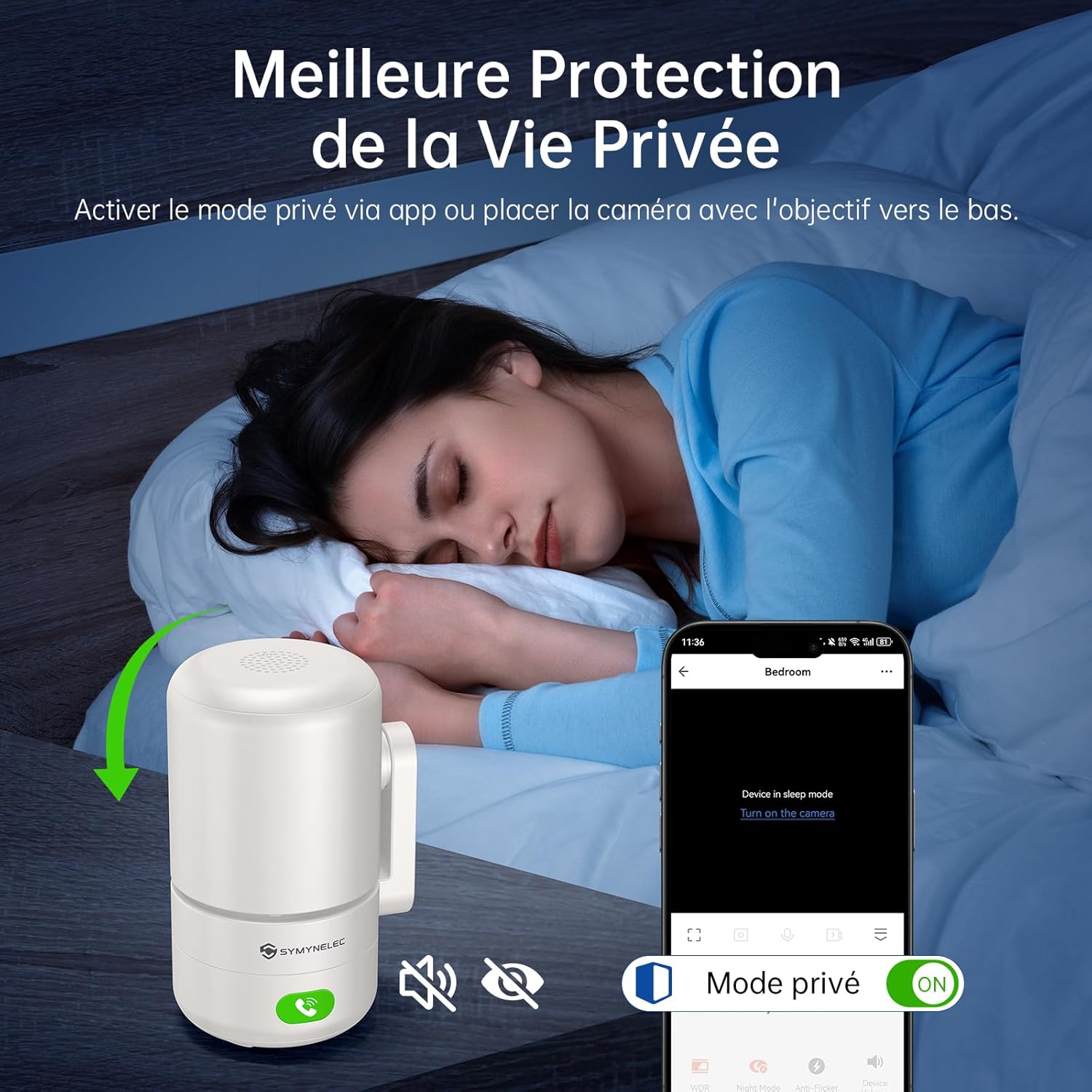 SYMYNELEC 2K 4MP Caméra de Surveillance Intérieure WiFi 5GHz/2,4GHz, Caméra de Sécurité 360° avec Détection Humaine AI, Vision Nocturne, Audio Bidirectionnel pour Bébé/Animaux, Compatible avec Alexa 8 SYMYNELEC 2K 4MP Caméra de Surveillance Intérieure WiFi 5GHz/2,4GHz, Caméra de Sécurité 360° avec Détection Humaine AI, Vision Nocturne, Audio Bidirectionnel pour Bébé/Animaux, Compatible avec Alexa – Image 7