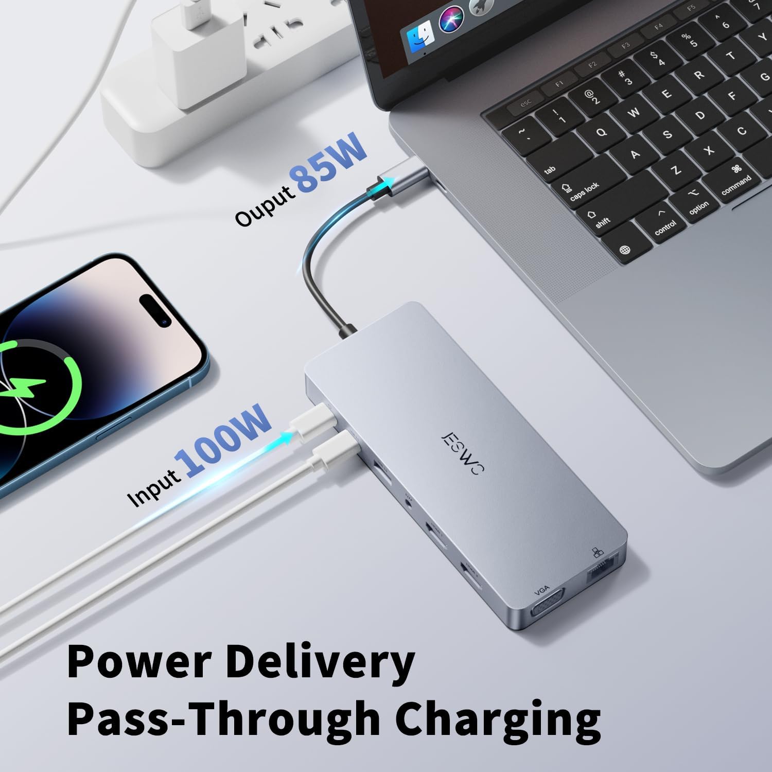 Docking Station USB C,JESWO 14-en-1 Dock USB C vers Dual HDMI, VGA, Ethernet, Mulit USB 3.0&2.0, 100W PD, Type-C Data, SD/TF, AUX Jack pour Windows 11, 10, Mac OS, and iPad OS 5 Docking Station USB C,JESWO 14-en-1 Dock USB C vers Dual HDMI, VGA, Ethernet, Mulit USB 3.0&2.0, 100W PD, Type-C Data, SD/TF, AUX Jack pour Windows 11, 10, Mac OS, and iPad OS – Image 4