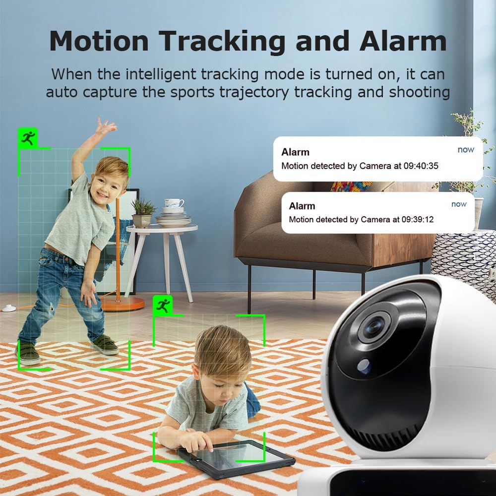 Caméra Wi-FI, caméra de Nounou d'intérieur, Caméra d'intérieur bidirectionnelle avec écran de 2,8", caméra pour Chien, caméra de sécurité Intelligente à 360°, HD 1080p 6 Caméra Wi-FI, caméra de Nounou d'intérieur, Caméra d'intérieur bidirectionnelle avec écran de 2,8", caméra pour Chien, caméra de sécurité Intelligente à 360°, HD 1080p – Image 5