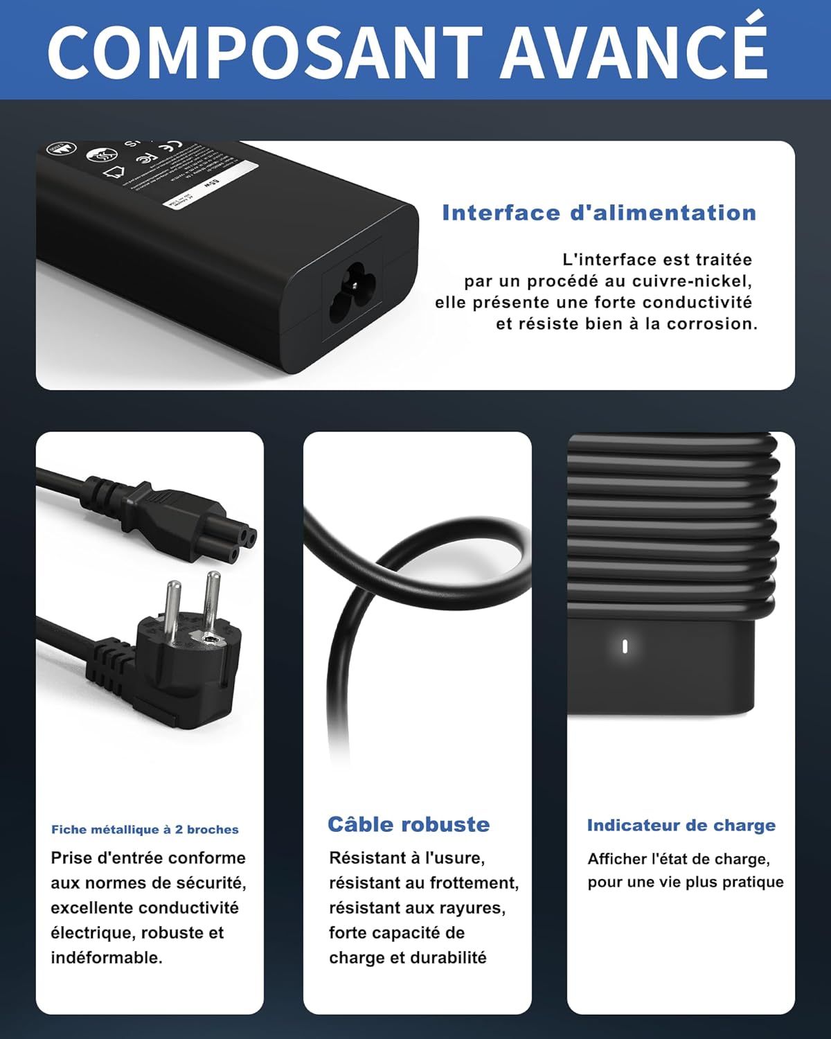 USB C 65W Chargeur pour Dell Latitude 5420 5430 E5440 5550 5530 5450 5540 5520 7420 7440 5400 3550 3450 XPS 13 Chromebook 3100 Type C Computer Chargeur D'ordinateur Adaptateur Secteur Alimentation 4 USB C 65W Chargeur pour Dell Latitude 5420 5430 E5440 5550 5530 5450 5540 5520 7420 7440 5400 3550 3450 XPS 13 Chromebook 3100 Type C Computer Chargeur D'ordinateur Adaptateur Secteur Alimentation – Image 3