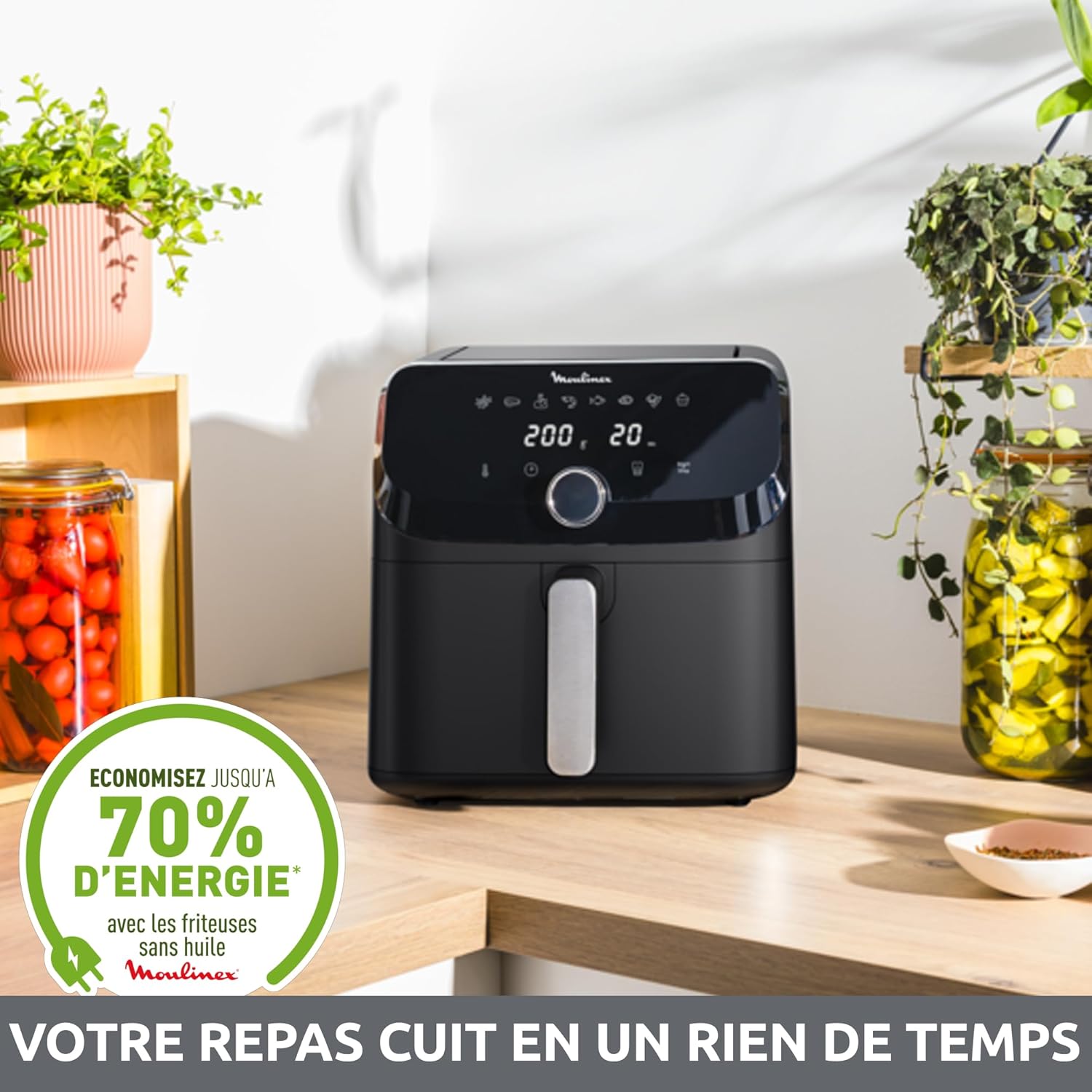 Moulinex Easy Fry Mega, air fryer compact, Mono tiroir 7.5 L, Jusqu’à 8 personnes, 8 programmes, noir EZ8558F0 7 Moulinex Easy Fry Mega, air fryer compact, Mono tiroir 7.5 L, Jusqu’à 8 personnes, 8 programmes, noir EZ8558F0 – Image 6
