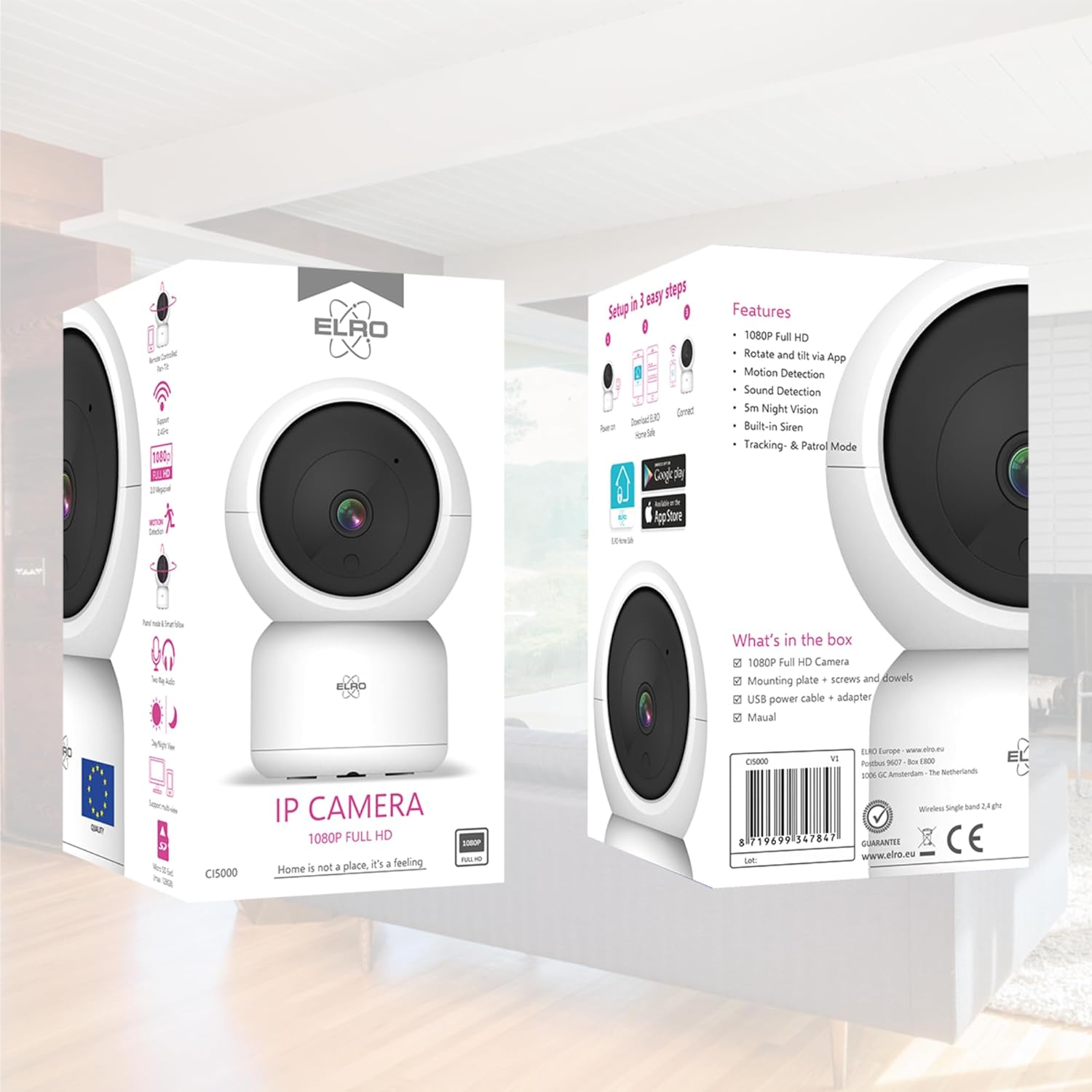 Caméra de sécurité IP WiFi intérieure ELRO CI5000 avec capteur de Mouvement et Vision Nocturne Caméra de sécurité Full HD 1080P avec sirène 15 Caméra de sécurité IP WiFi intérieure ELRO CI5000 avec capteur de Mouvement et Vision Nocturne Caméra de sécurité Full HD 1080P avec sirène – Image 14
